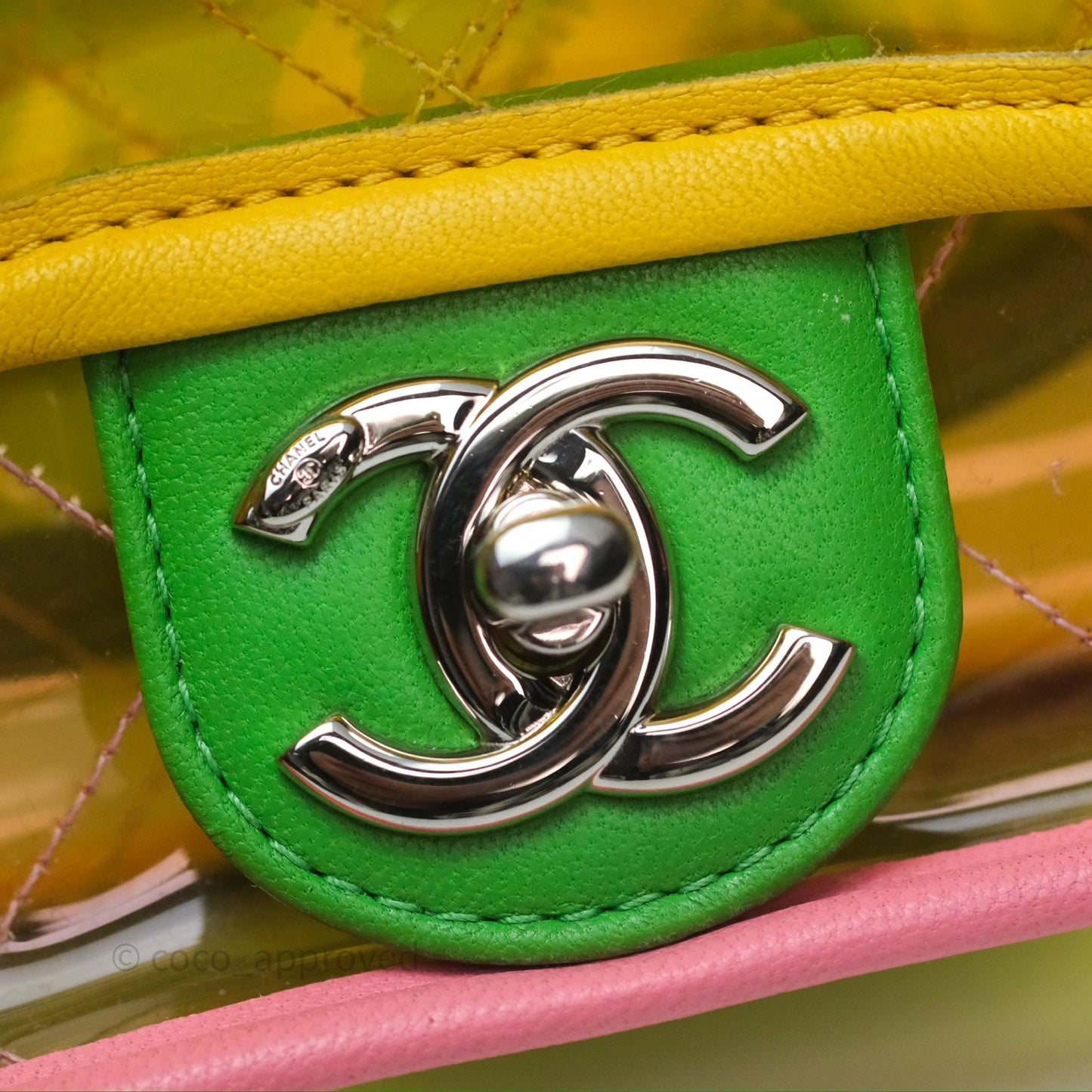 Chanel Mini Coco Splash Flap Bag PVC Lambskin Pink/Yellow/Green Silver Hardware
