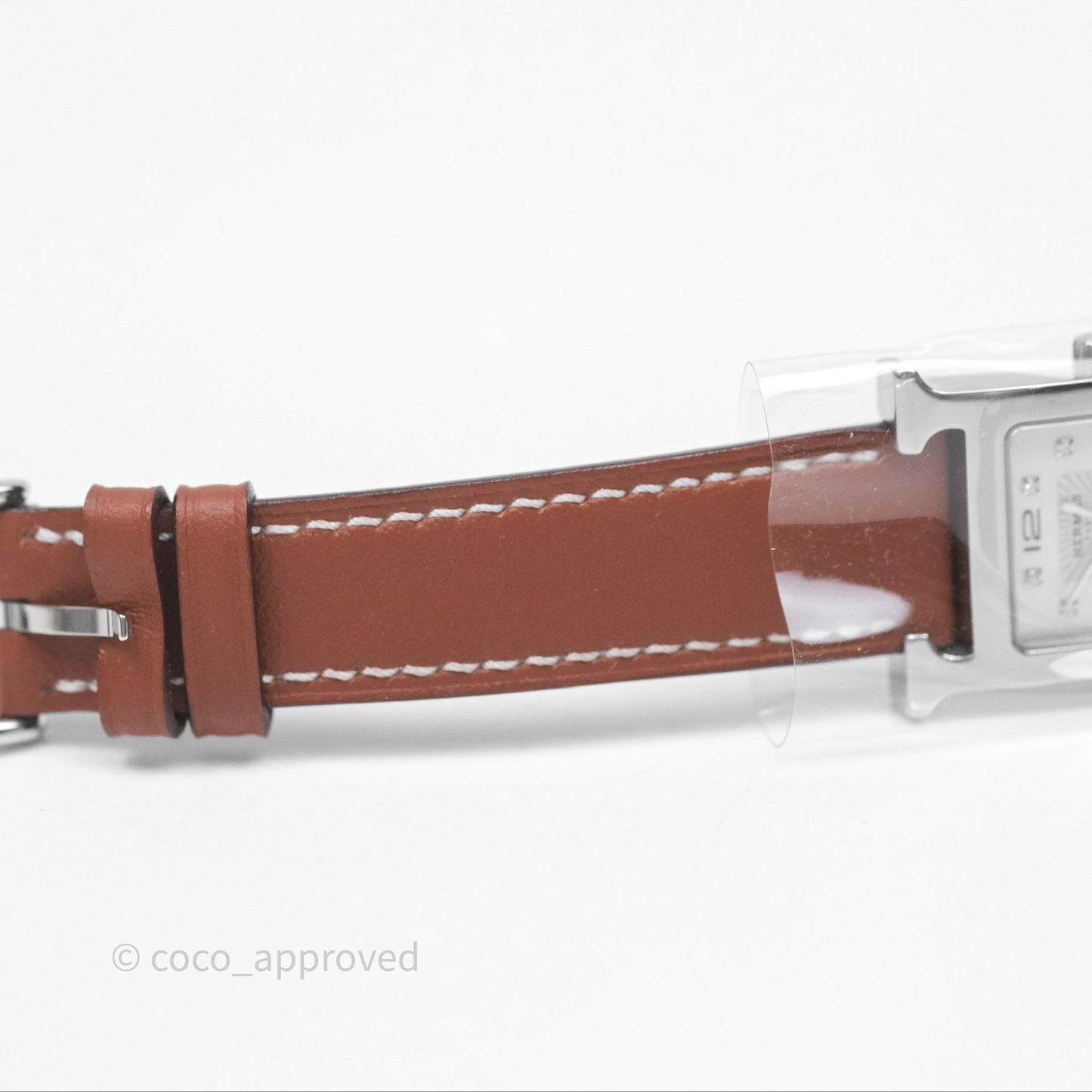 Hermès Heure H Watch Small Model 25mm Diamond Brown Swift Palladium Hardware