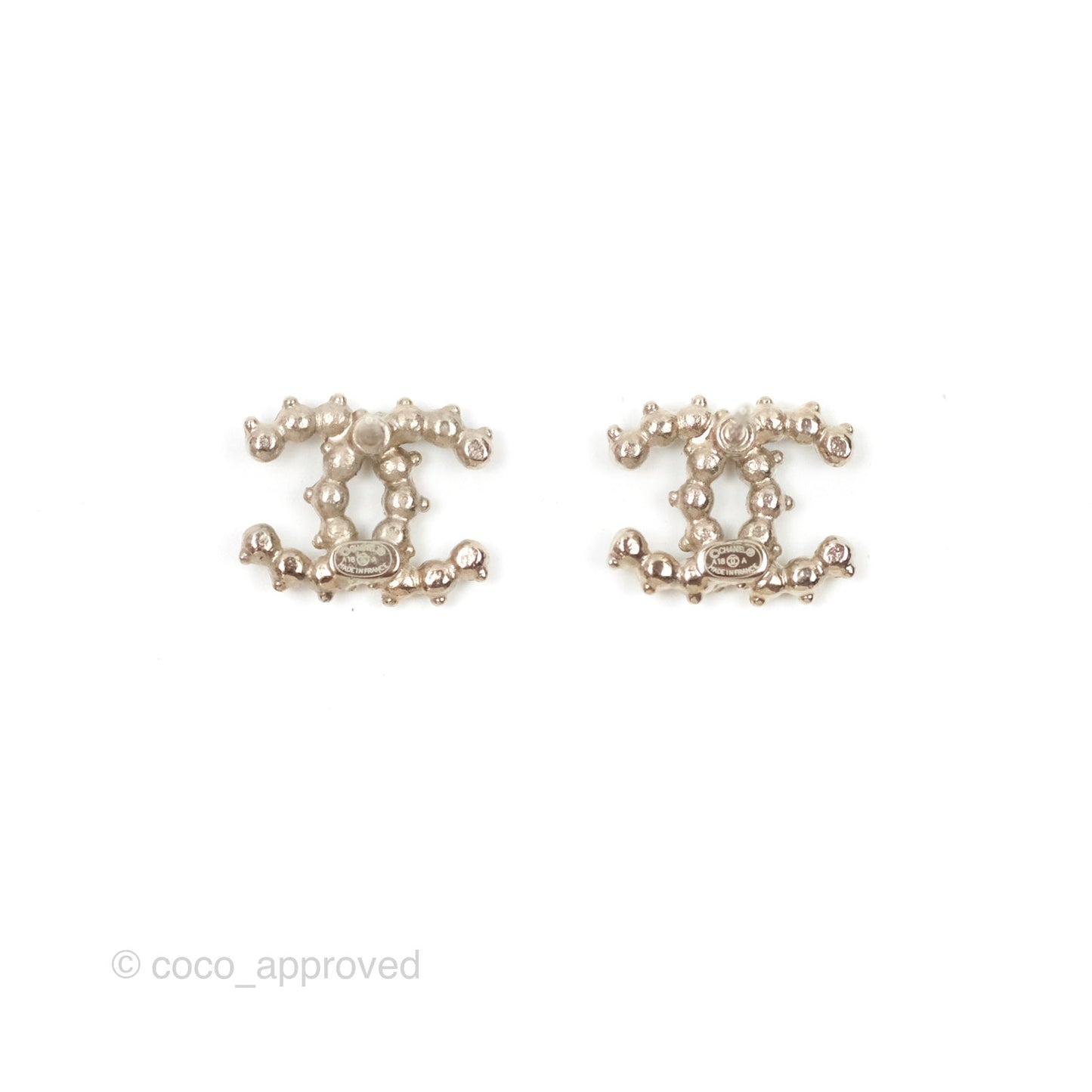 Chanel Black CC Earrings Silver Tone 18A