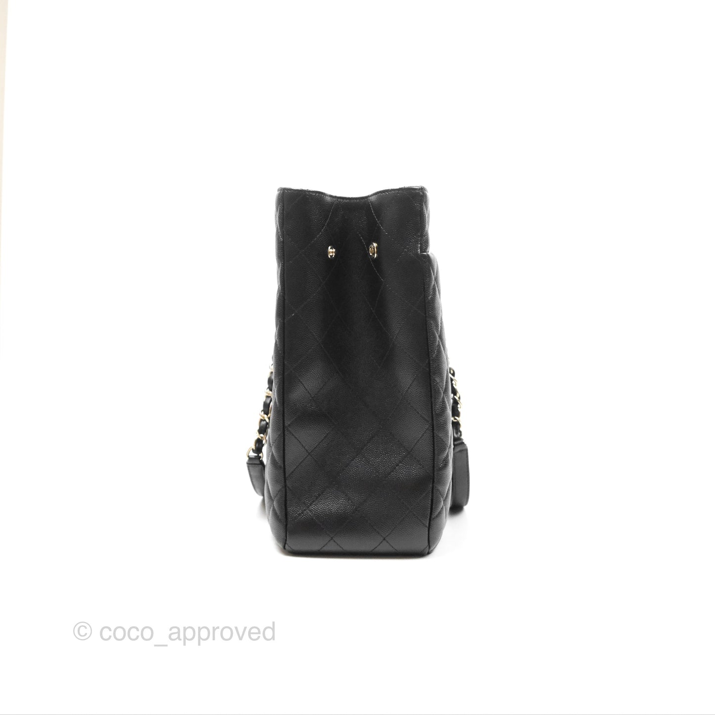 Chanel Large Shopping Tote Quilted Black Caviar Gold Hardware