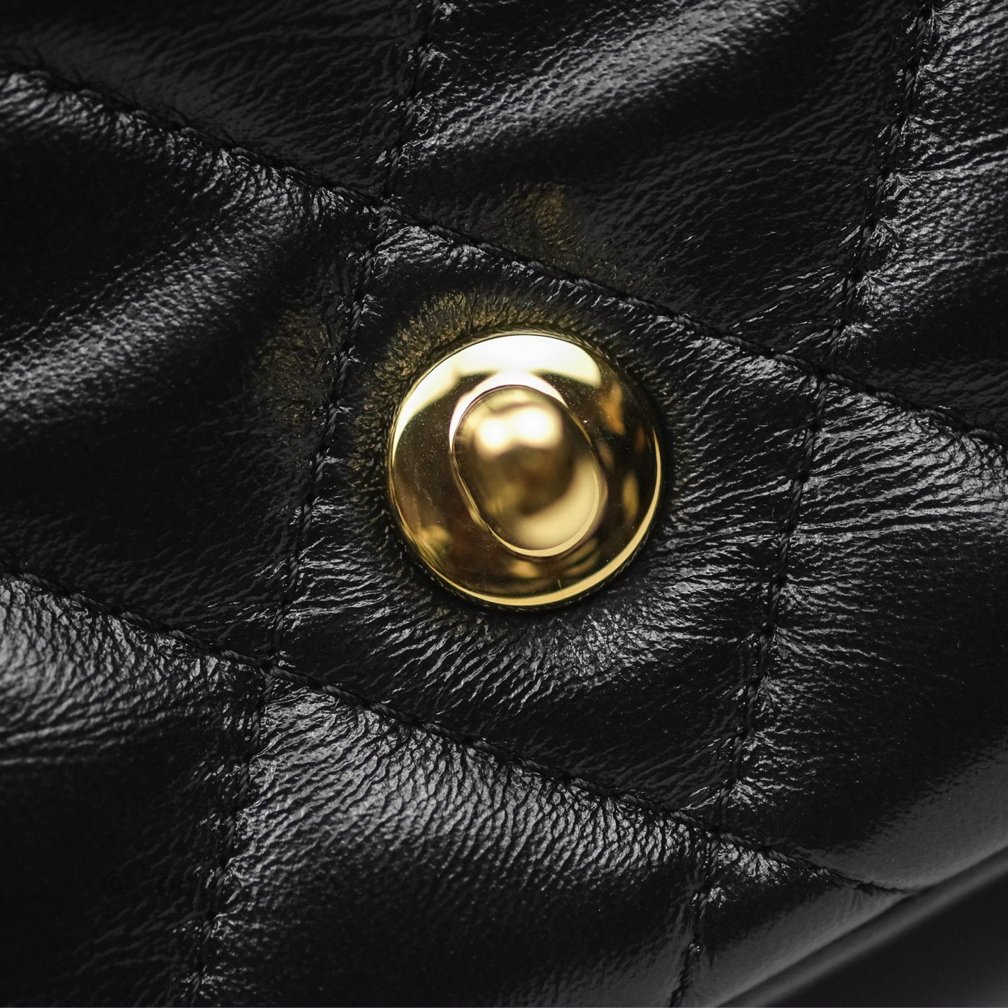 Chanel Top Handle Flap Bag Black Shiny Lambskin Gold Hardware 23S