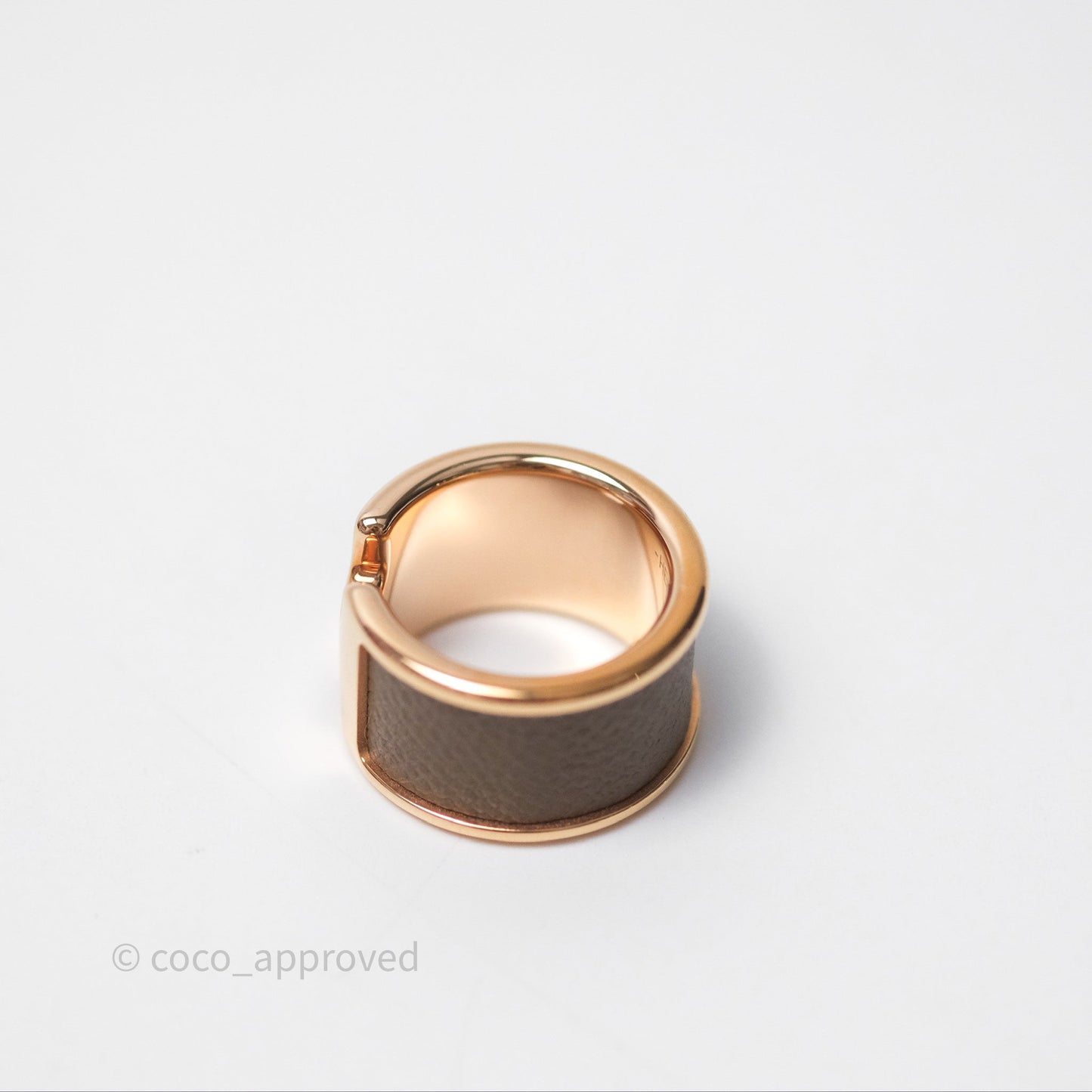 Hermès Olympe Ring Large Model Etoupe 18 Epsom Rose Gold Hardware