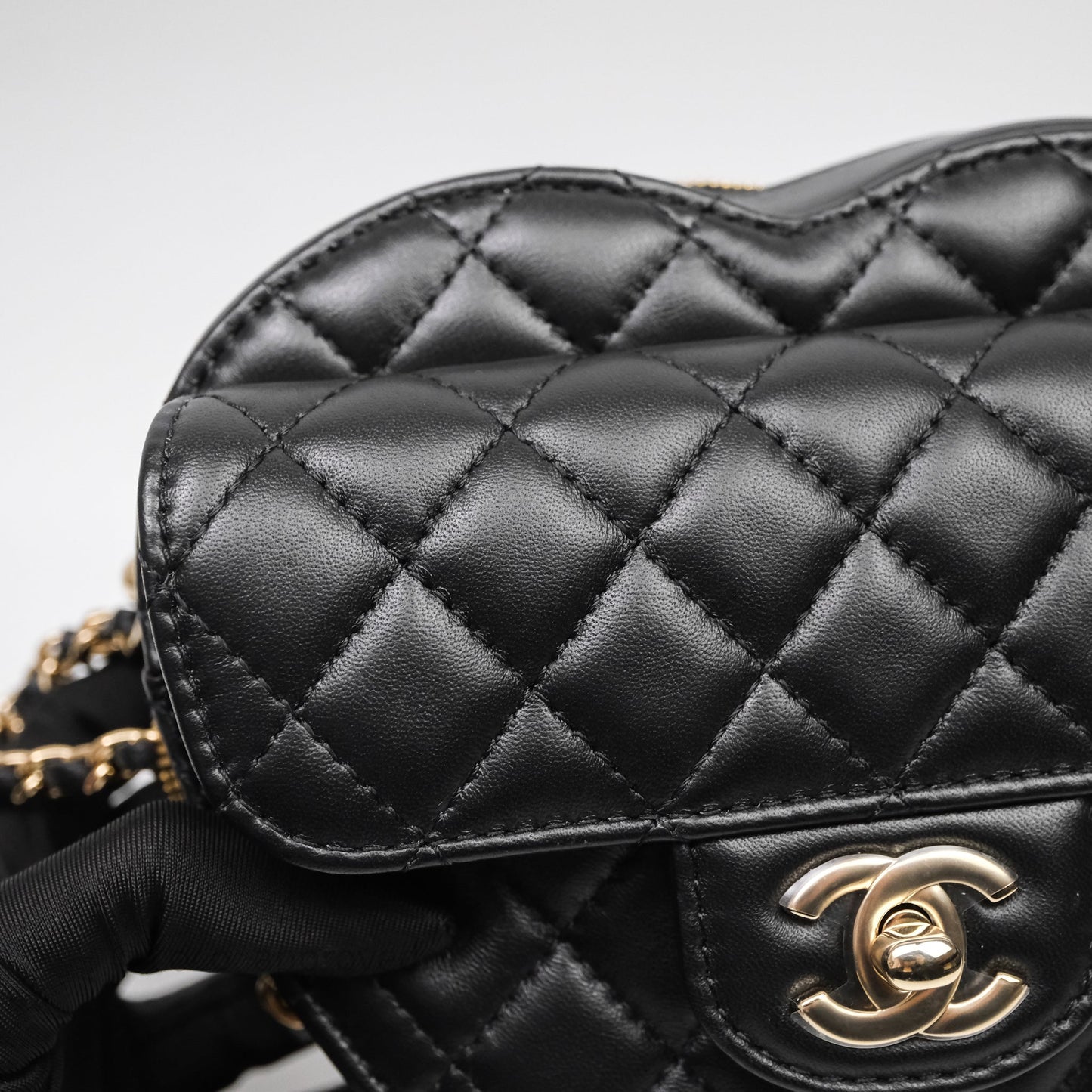 Chanel Large Heart Bag Black Lambskin Gold Hardware 22S