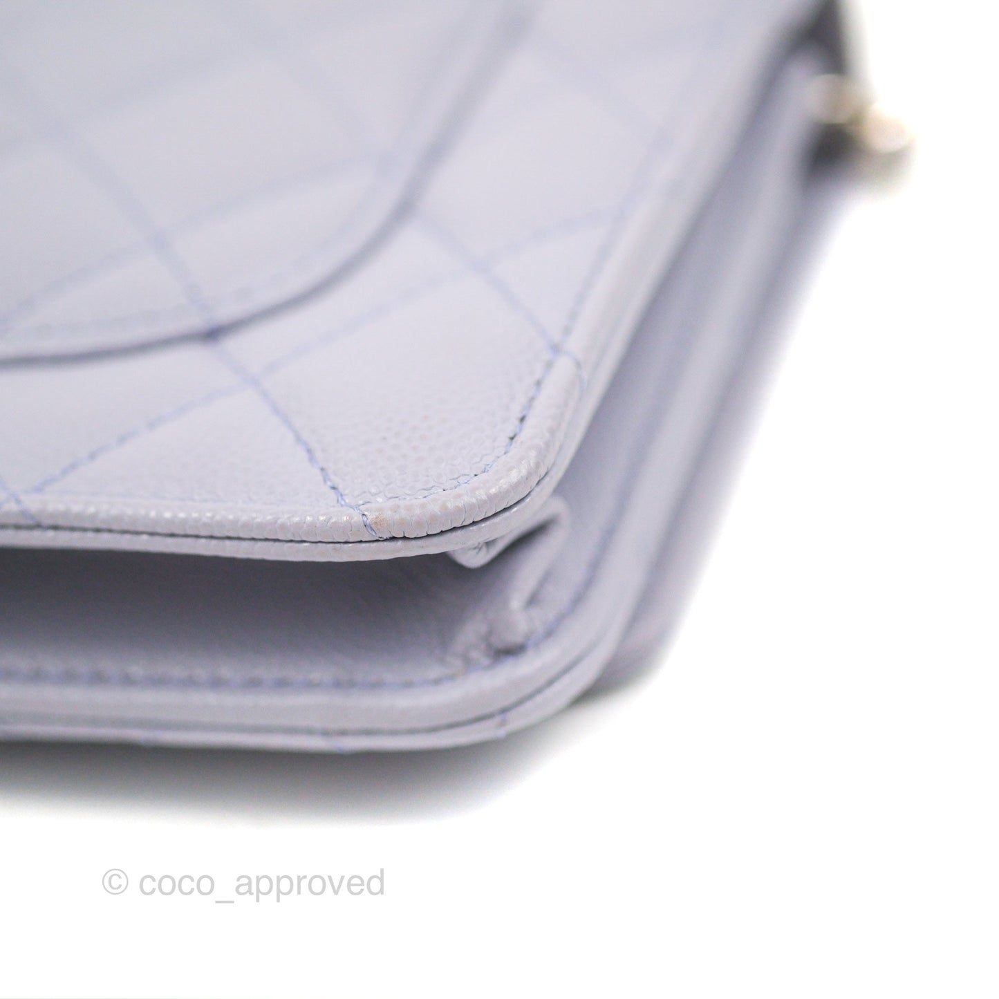Chanel Quilted Classic Wallet on Chain WOC Lilac Caviar Silver Hardware