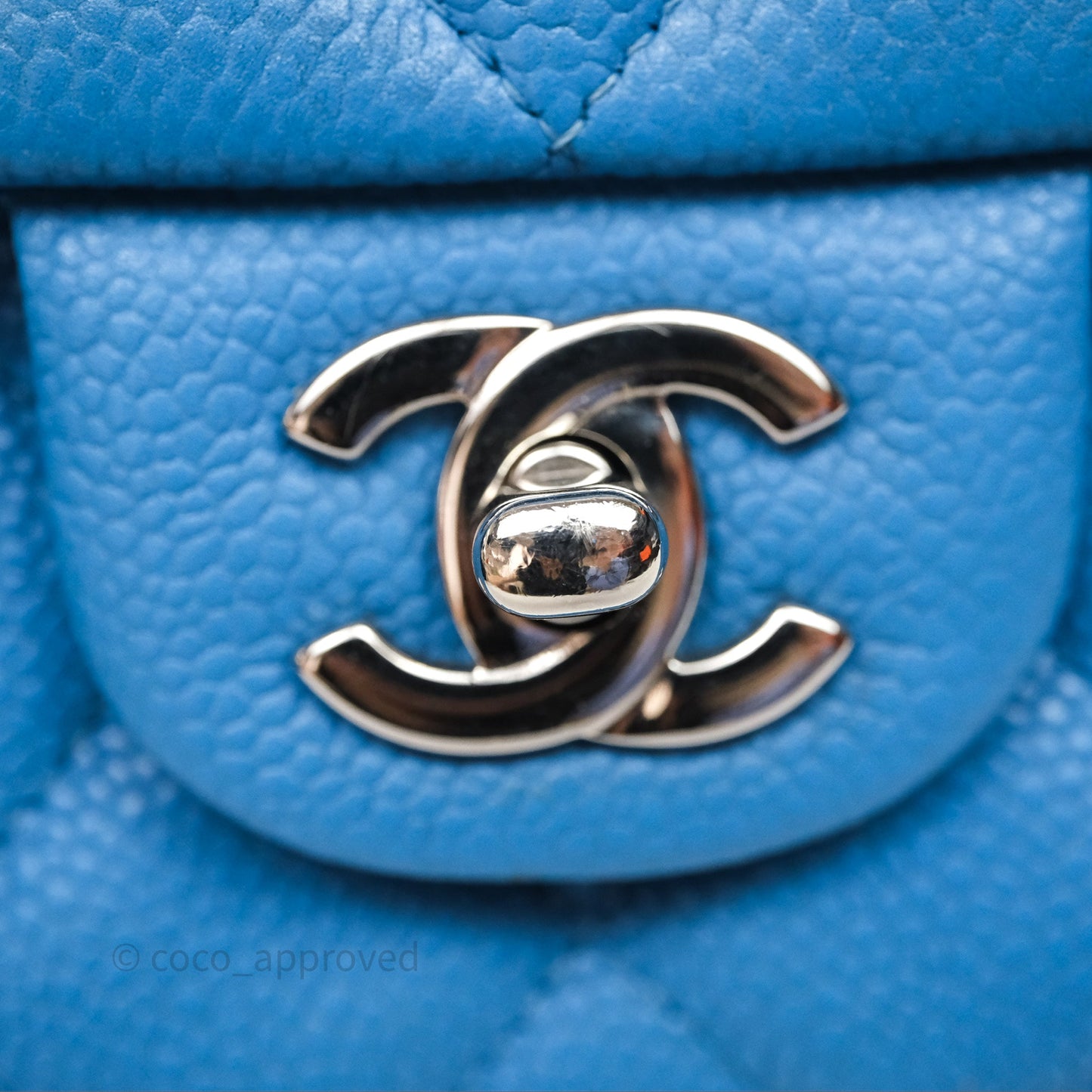Chanel Quilted Clutch with Chain Caviar Azul Sliver Hardware