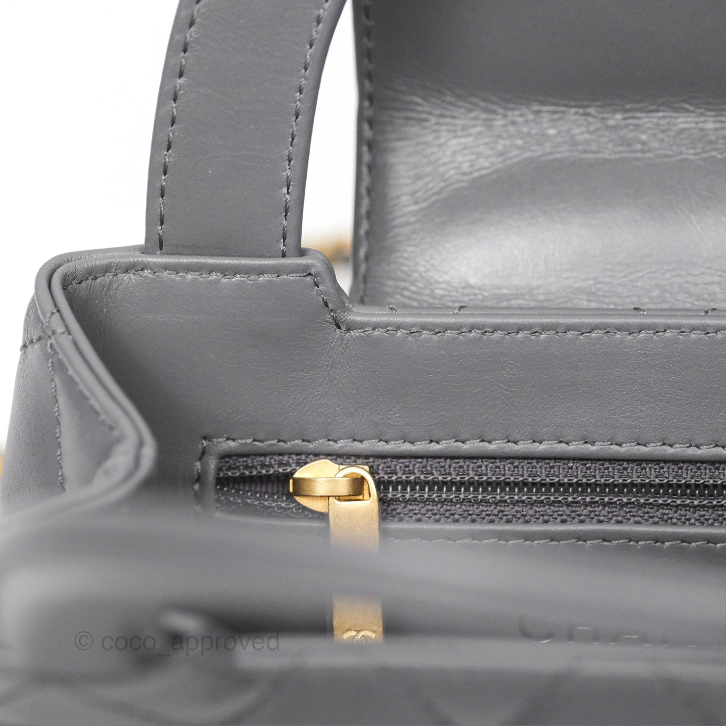 Chanel Kelly Bag Quilted Grey Shiny Calfskin Aged Gold Hardware