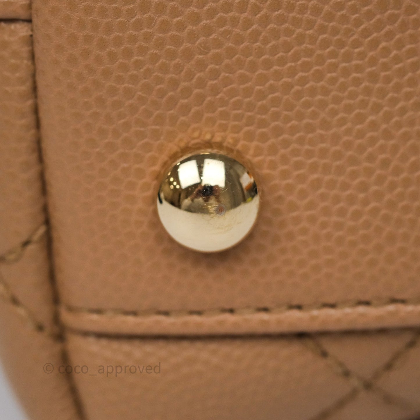 Chanel Small Coco Handle Quilted Beige Caviar Gold Hardware