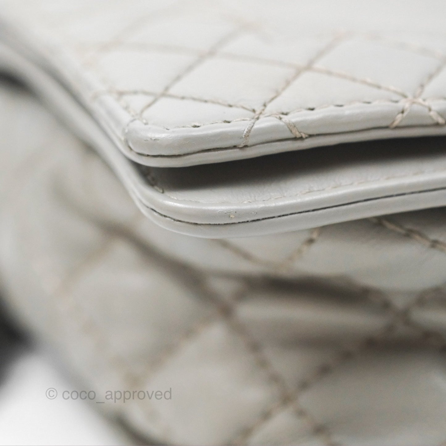 Chanel Medium Boy Reverso Flap Light Grey Calfskin Ruthenium Hardware
