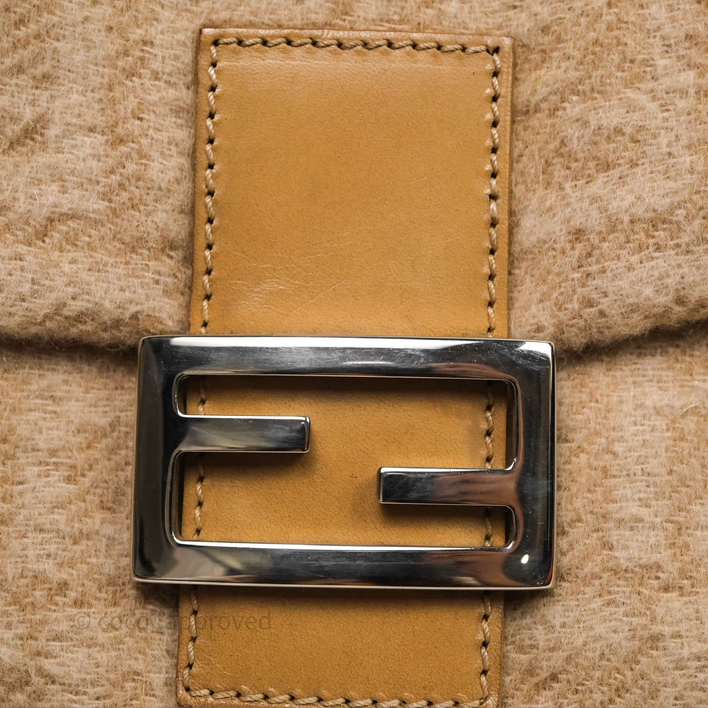 Fendi Vintage Baguette Shoulder Bag Wool Beige