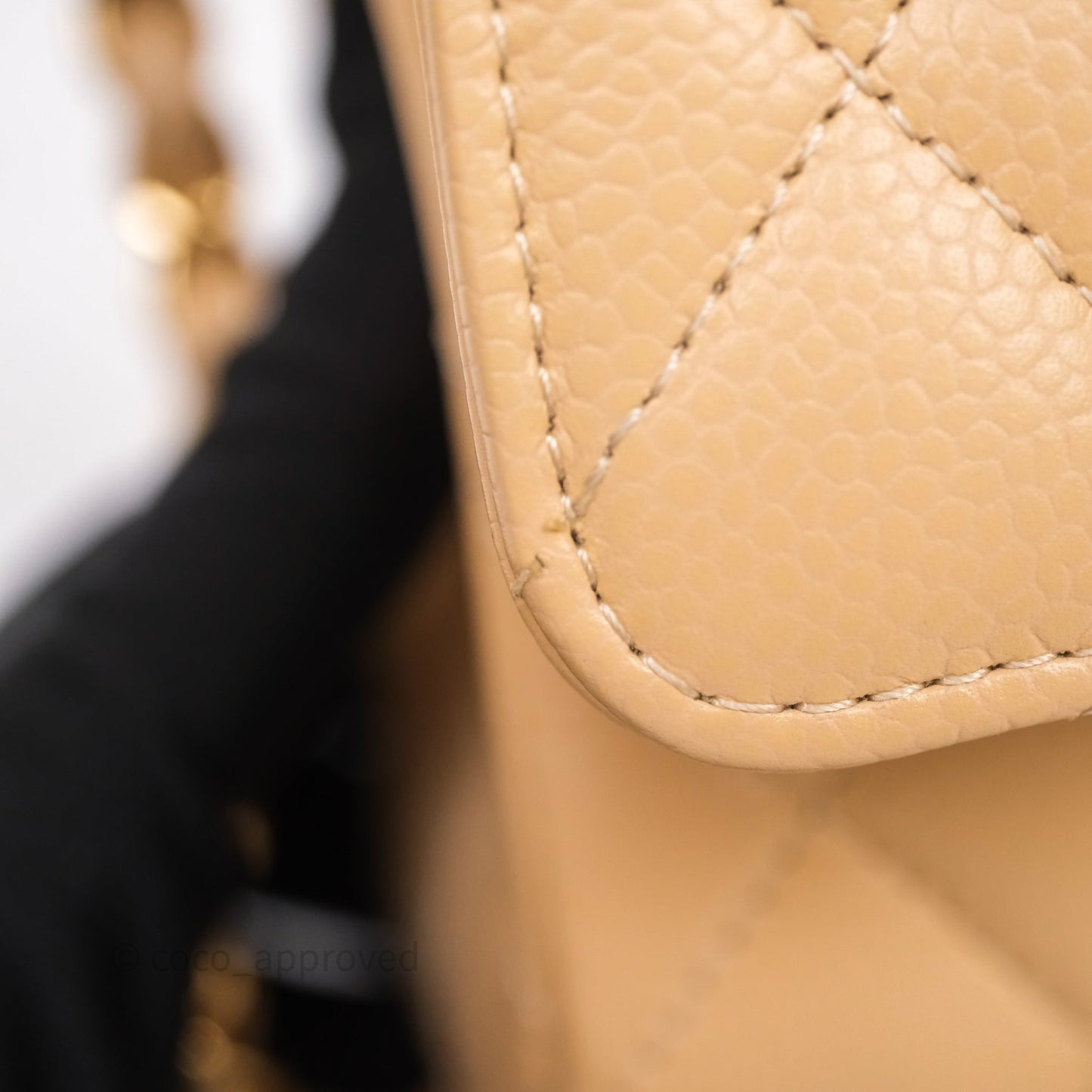 Chanel Classic M/L Medium Flap Quilted Beige Caviar Gold Hardware