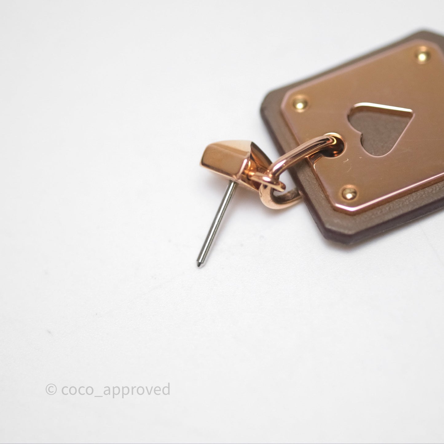 Hermès As De Coeur Drop Earrings Etoupe Swift Rose Gold Hardware