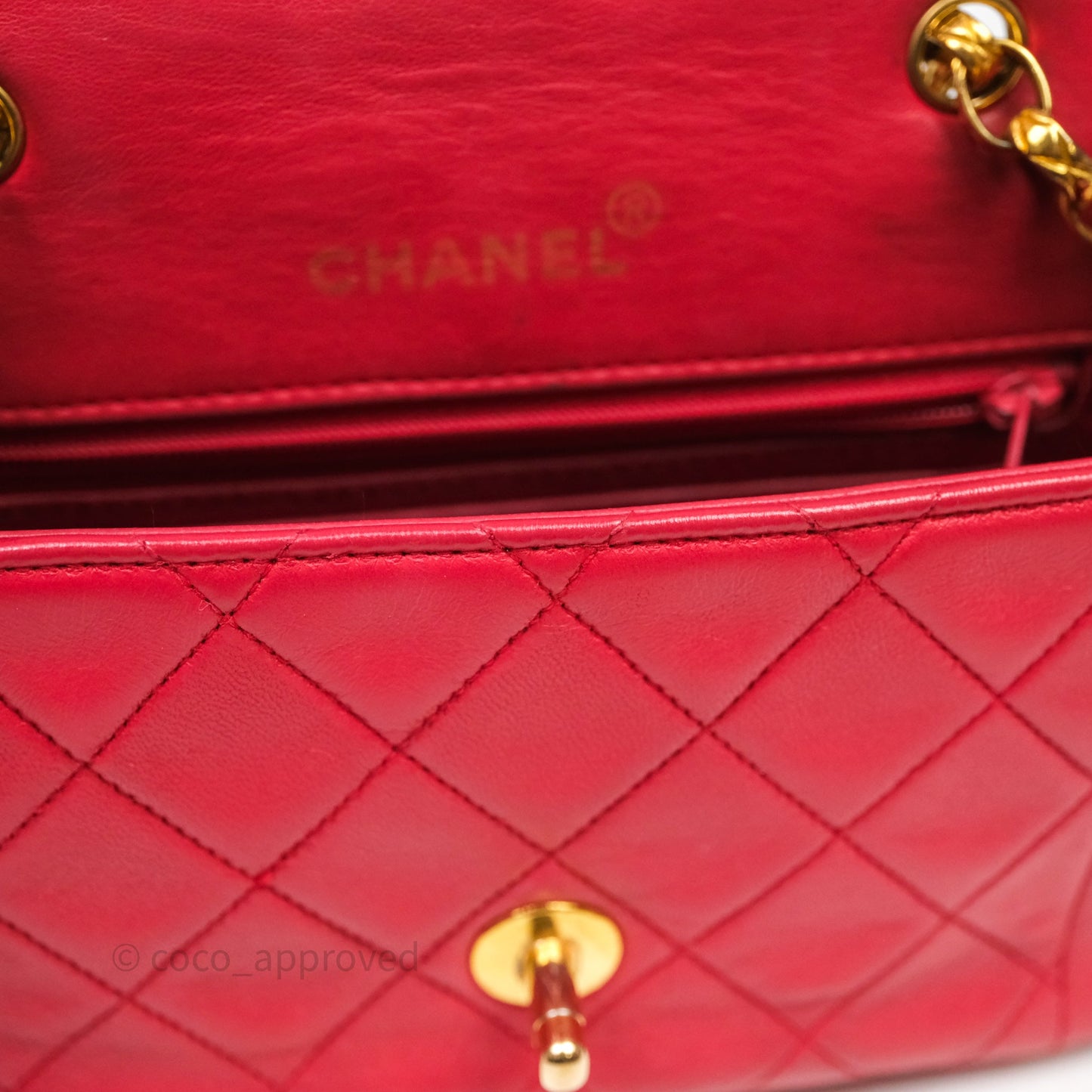 Chanel Vintage Mini Bijoux Chain Flap Bag Red Gold Hardware