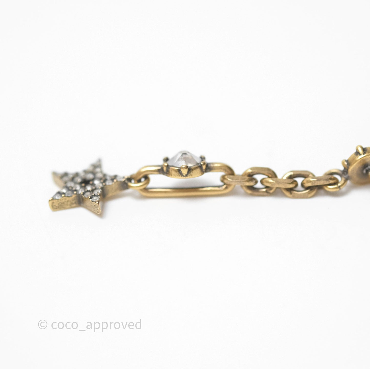 Christian Dior Pearl Crystal Star Earrings Gold Tone