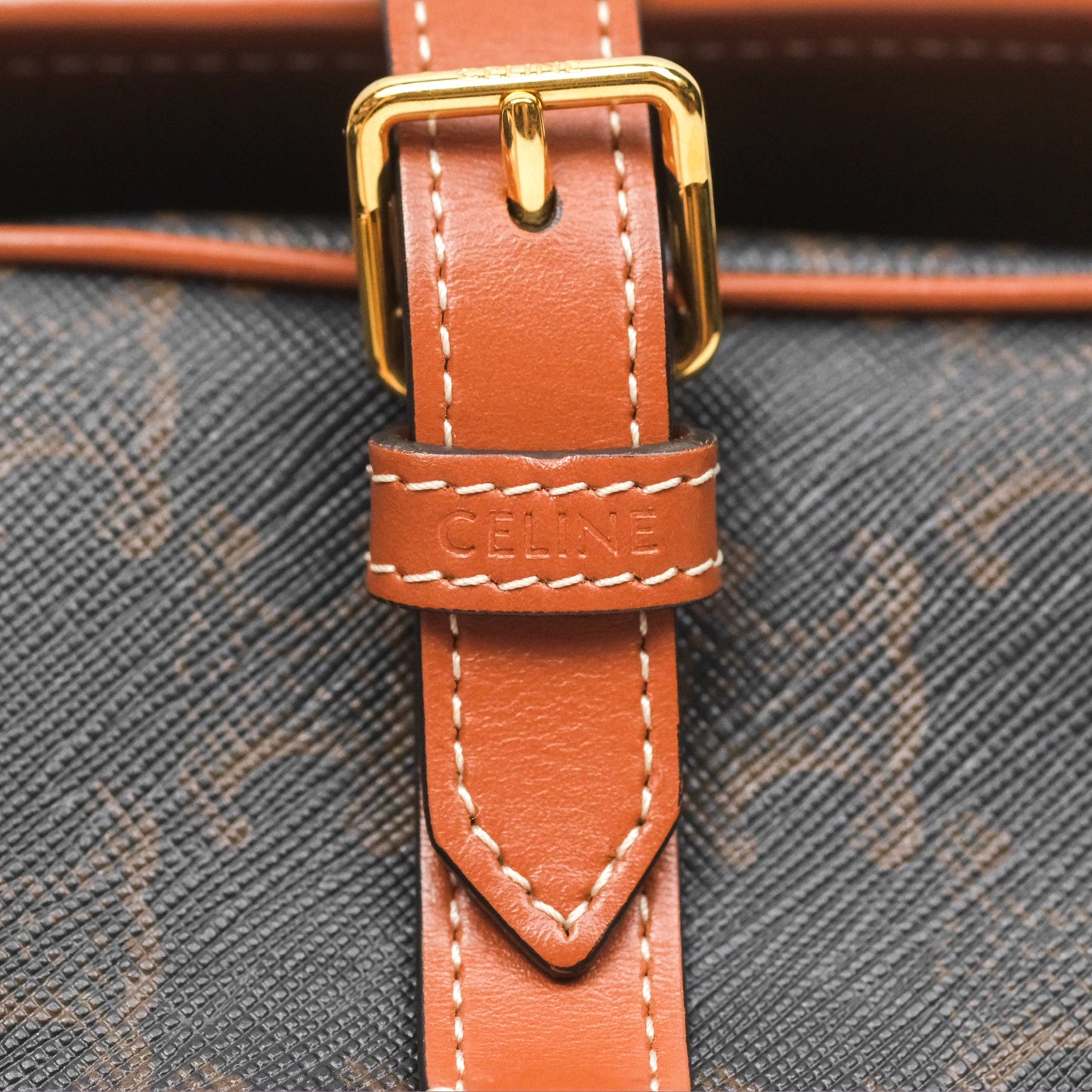 Celine Medium Folco Bag Triomphe Canvas Tan