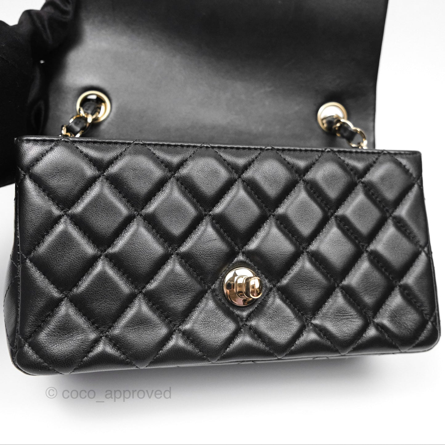 Chanel Mini Rectangular Flap Quilted Black Lambskin Gold Hardware