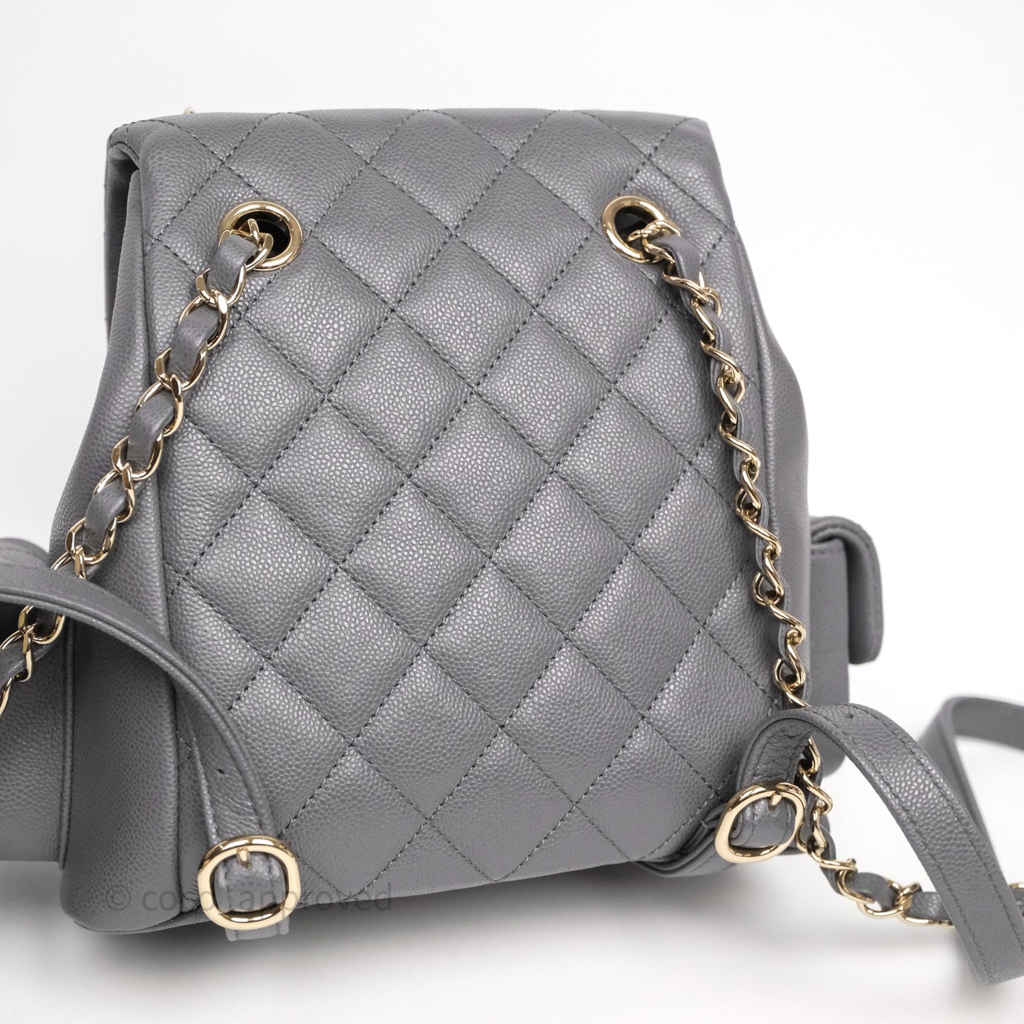 Chanel Small Duma Backpack Dark Grey Caviar Gold Hardware 23K