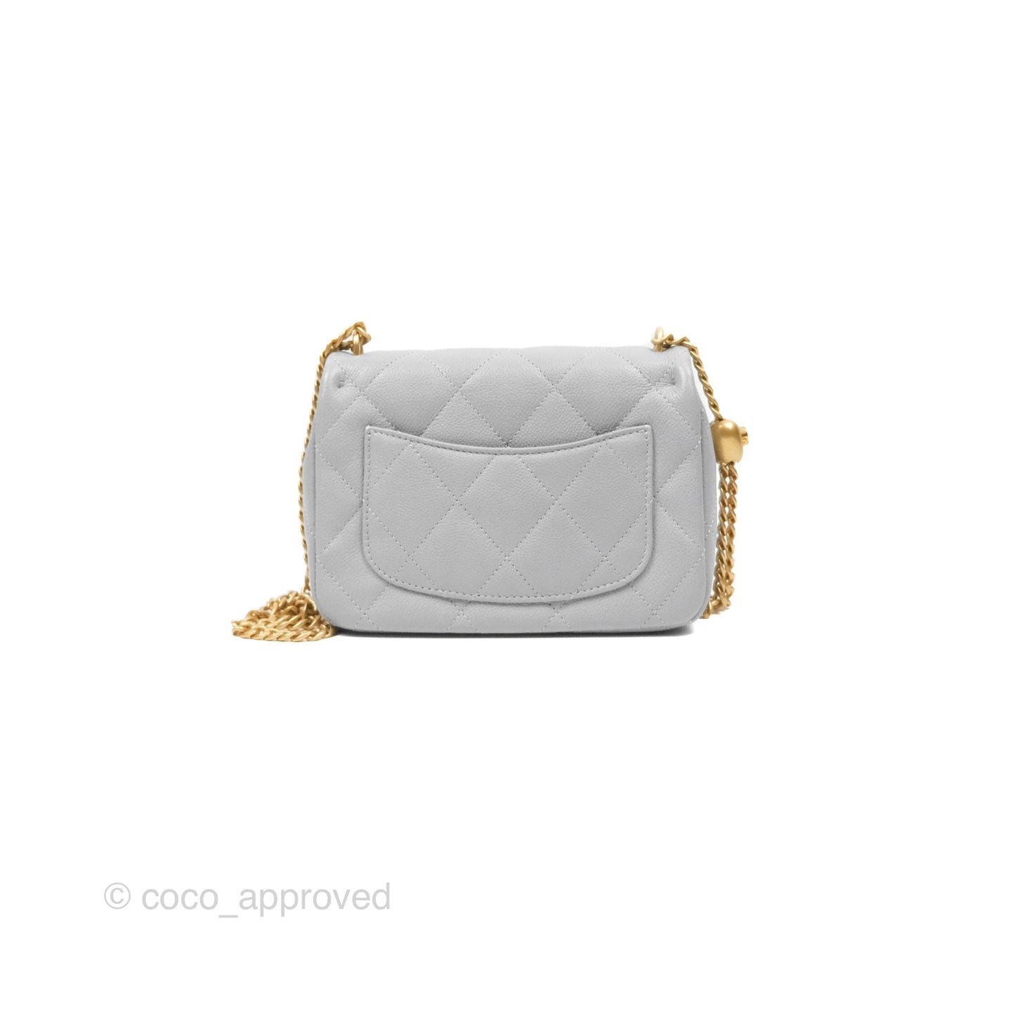 Chanel Mini Flap Bag Heart Adjustable Chain Grey Caviar Aged Gold Hardware