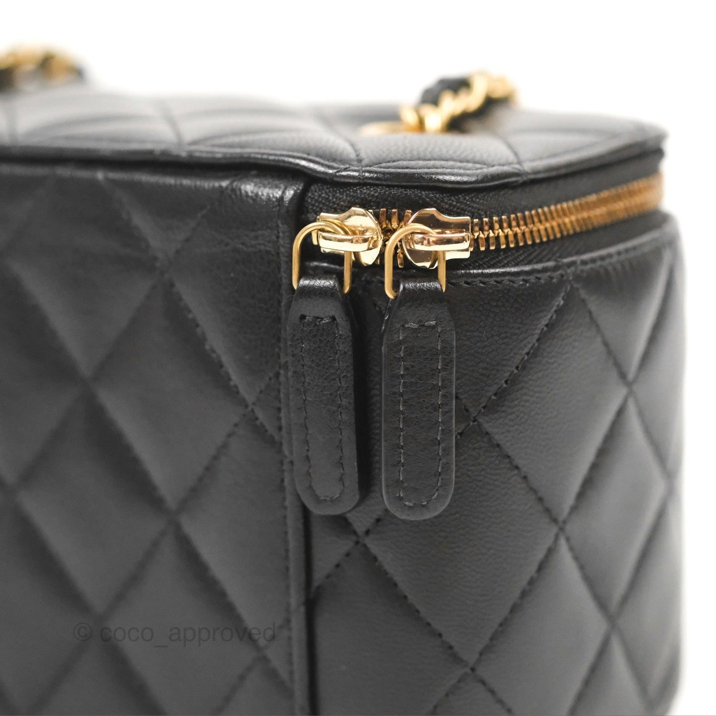 Chanel Vanity With Chain Black Goatskin Aged Gold Hardware