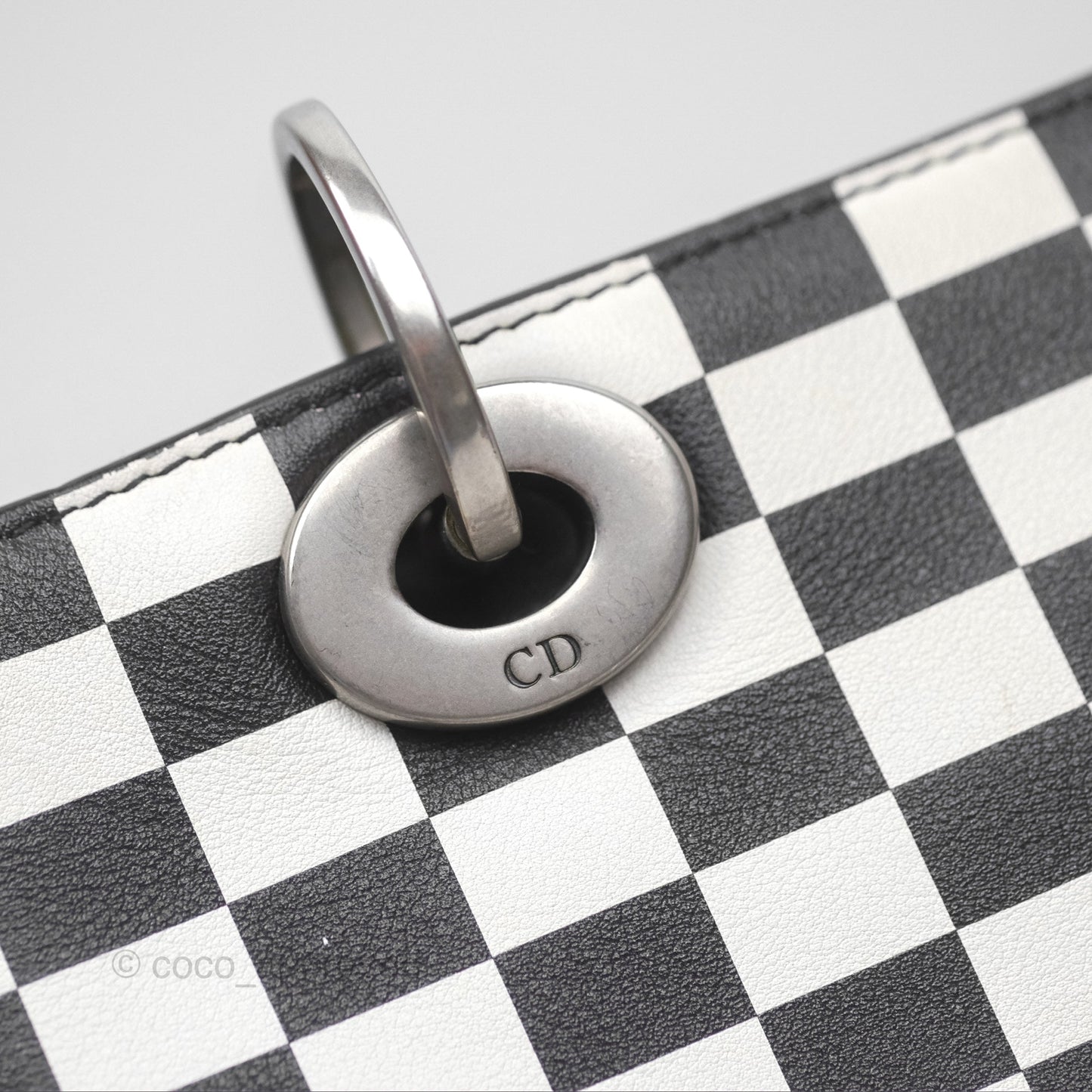 Christian Dior Medium Lady Dior Checkered Black/ White Calfskin