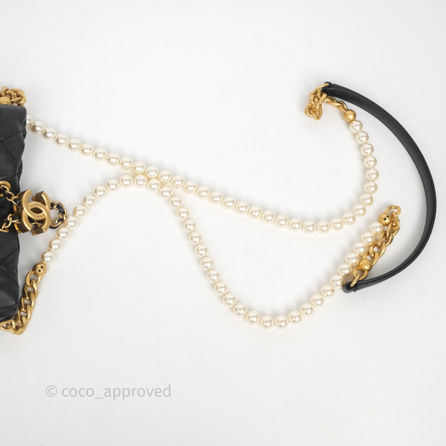 Chanel Quilted Pearl Mini About Pearls Drawstring Bucket Bag Black Calfskin