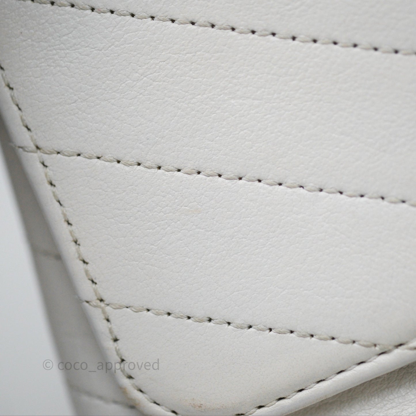 Chanel Small Chevron Chic Top Handle Flap White Calfskin Gold Hardware