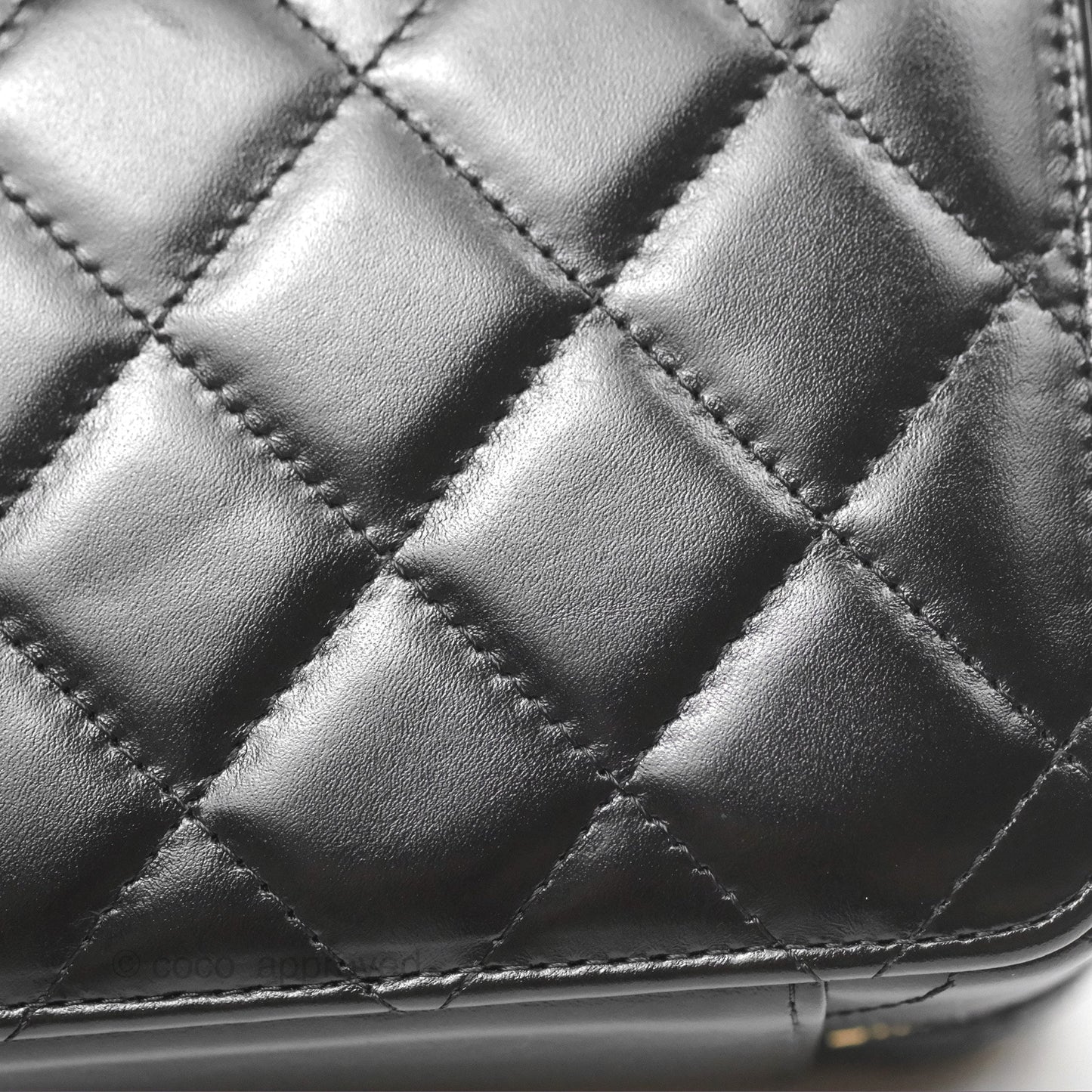 Chanel Top Handle Vanity Case Black Shiny Lambskin Aged Gold Hardware