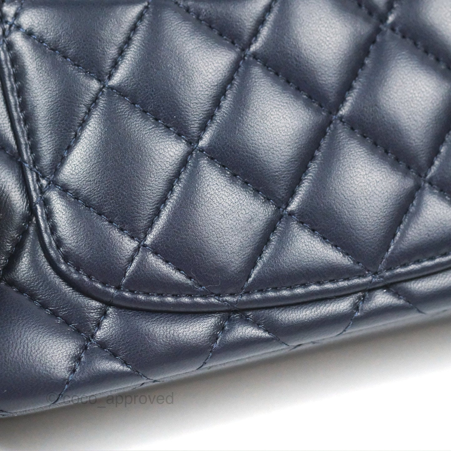Chanel Top Handle Mini Rectangular Flap Bag Navy Lambskin Gold Hardware