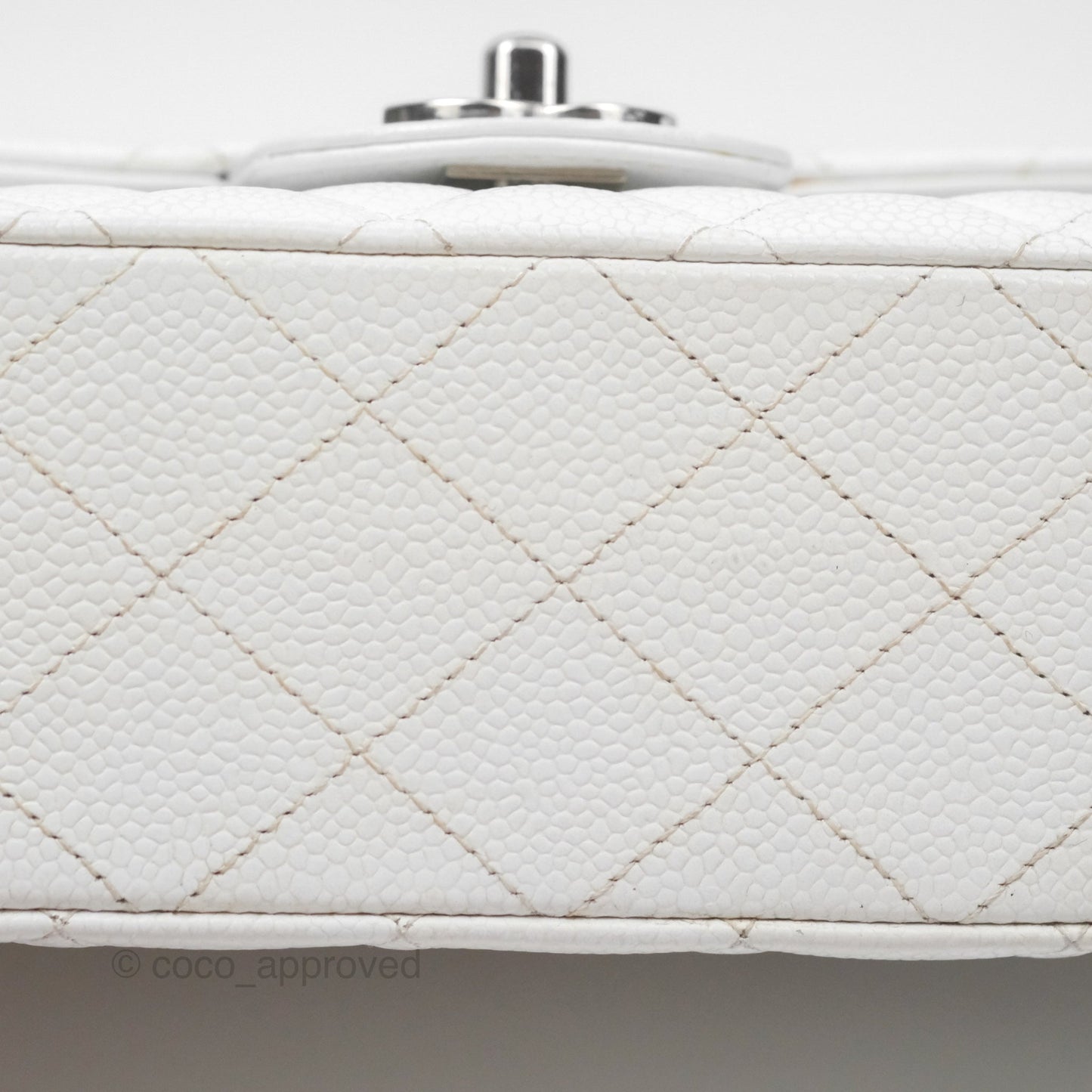 Chanel Classic M/L Medium Double Flap White Caviar Silver Hardware