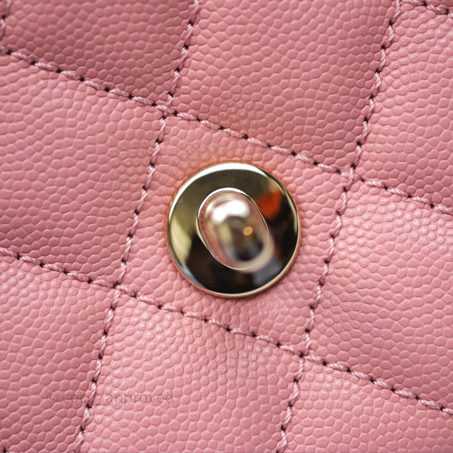Chanel Mini Coco Handle Quilted Pink Caviar Gold Hardware