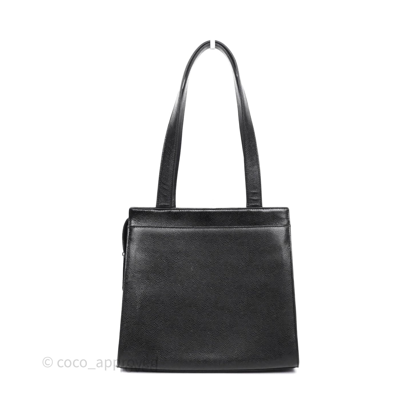 Chanel Vintage Tote Bag Black Caviar Silver Hardware