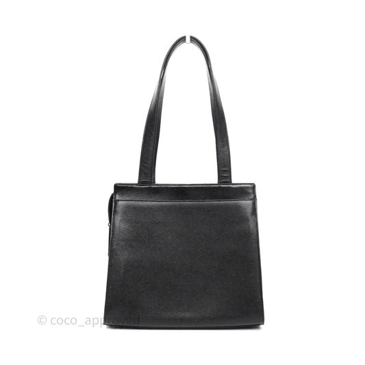 Chanel Vintage Tote Bag Black Caviar Silver Hardware