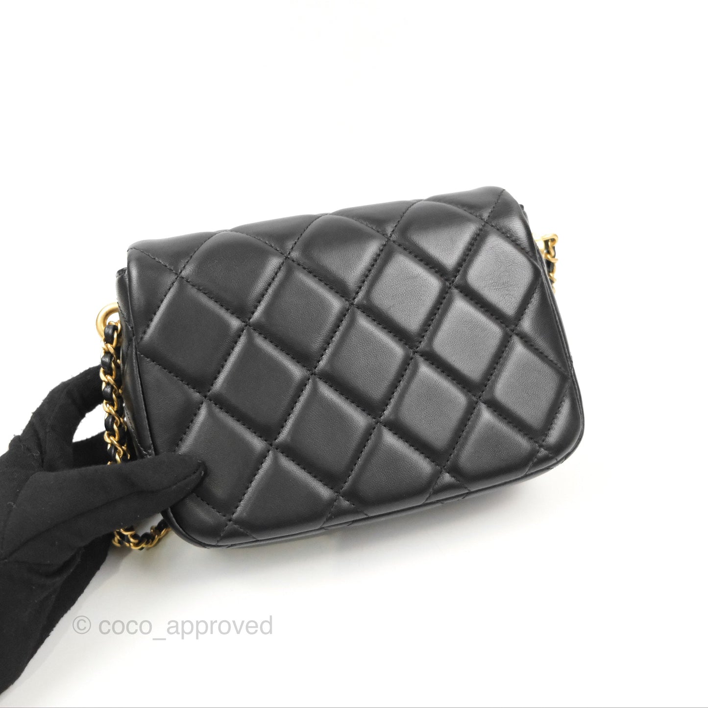 Chanel Quilted My Perfect Mini With Pearl Black Lambskin Gold Hardware