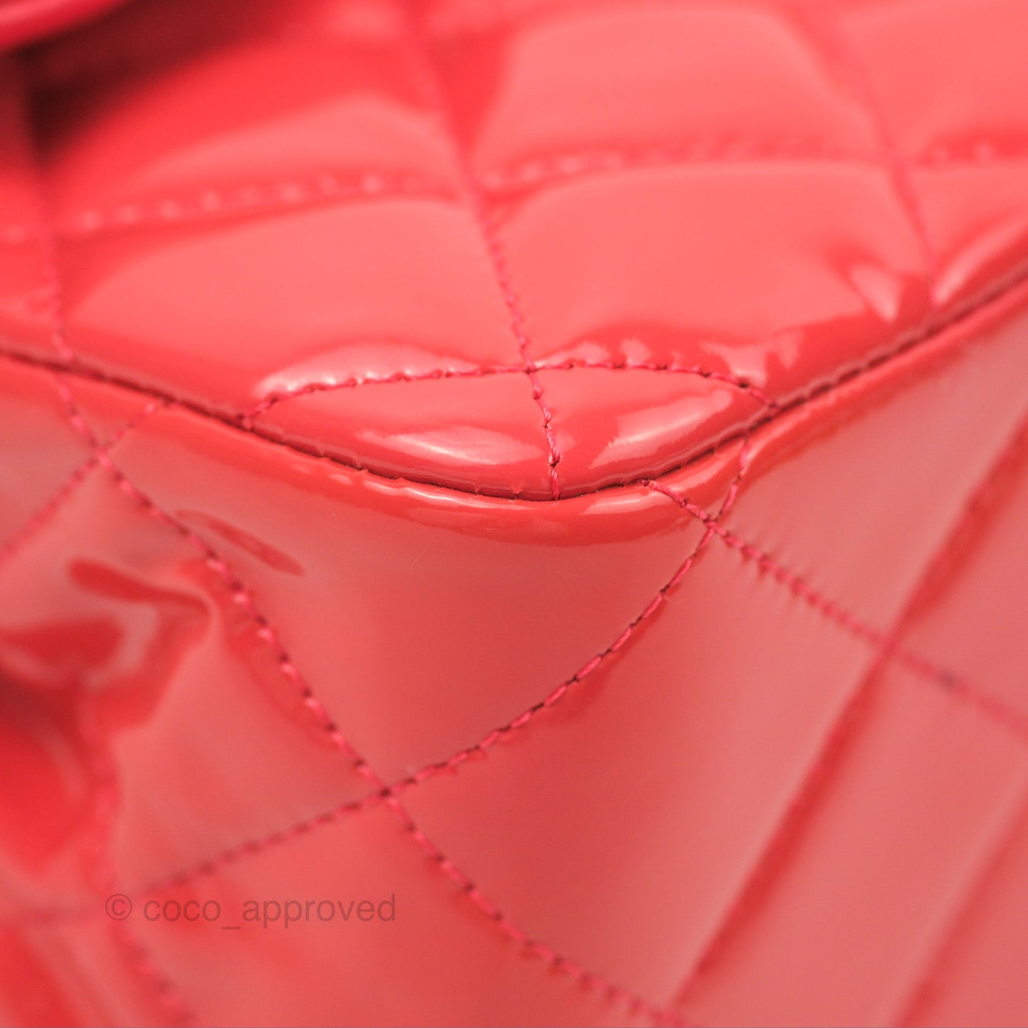 Chanel Jumbo Double Flap Coral Pink Patent Silver Hardware⁣⁣