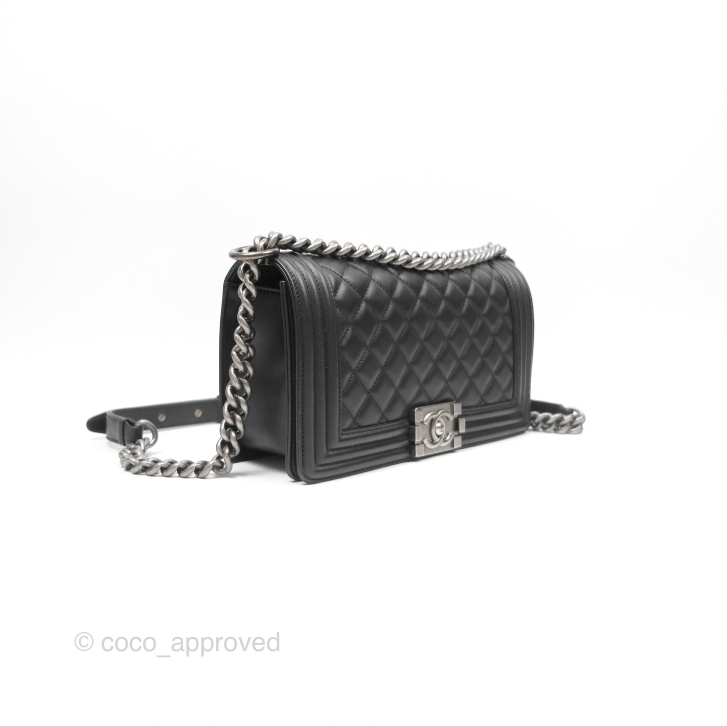 Chanel Medium Boy Quilted Black Calfskin Ruthenium Hardware