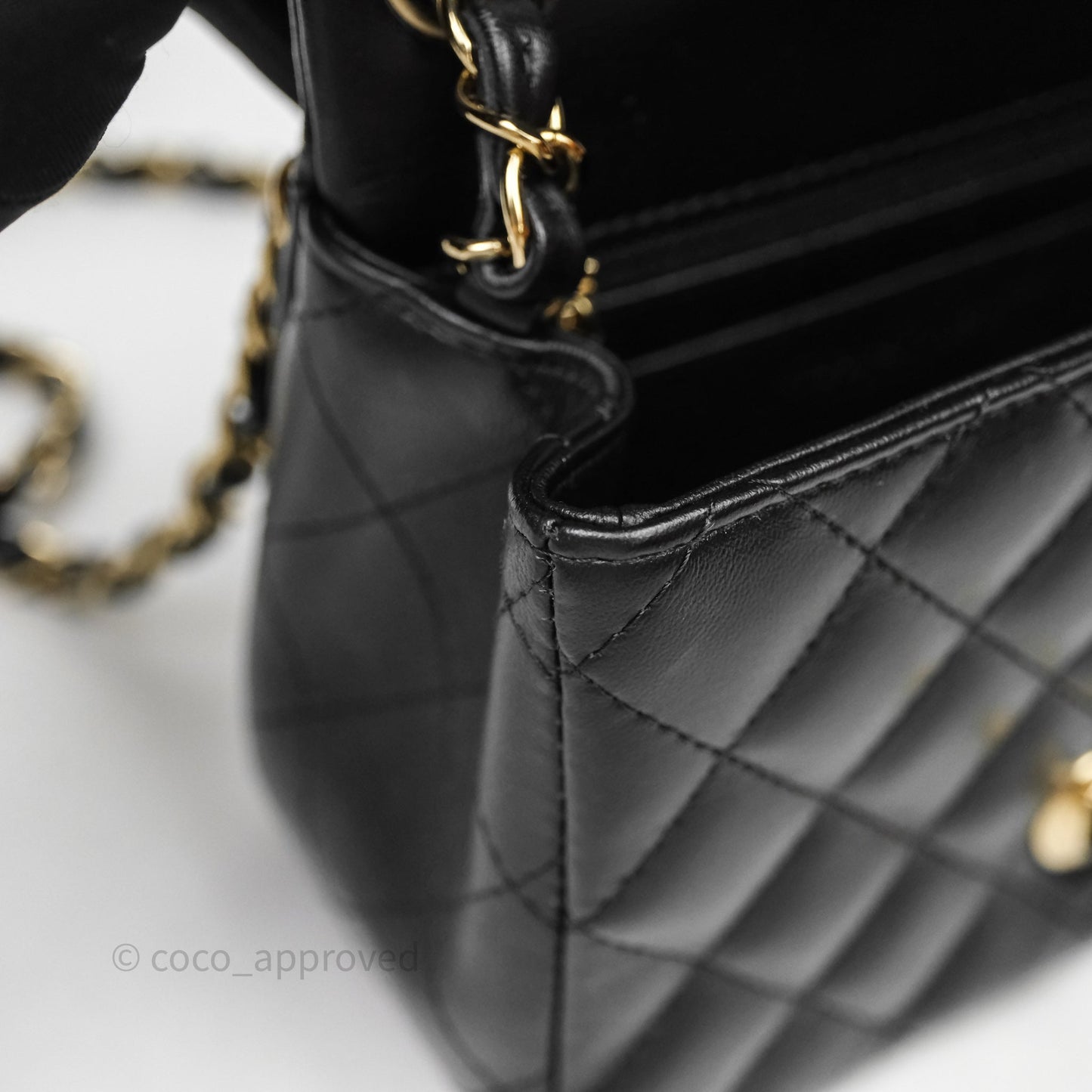 Chanel Mini Square Quilted Black Lambskin Gold Hardware