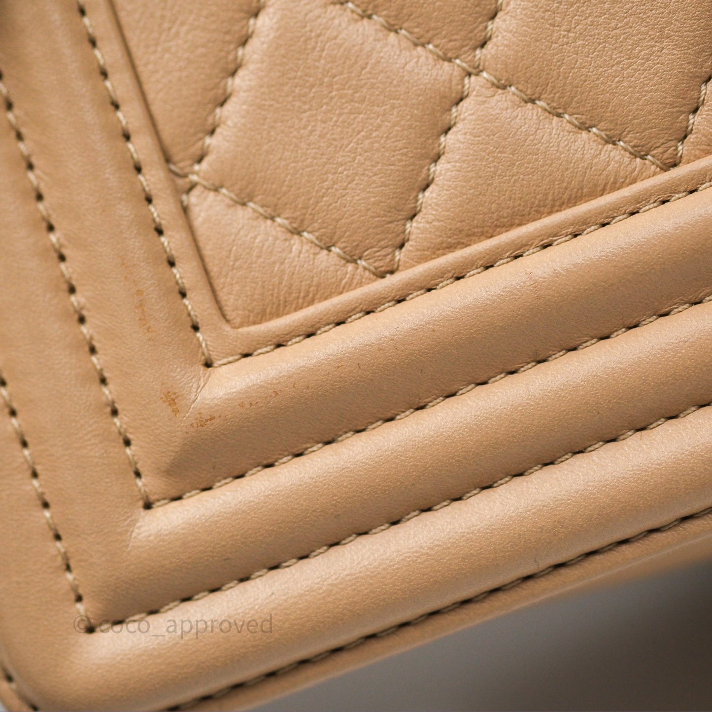 Chanel Boy Quilted Medium Beige Calfskin Gold Hardware