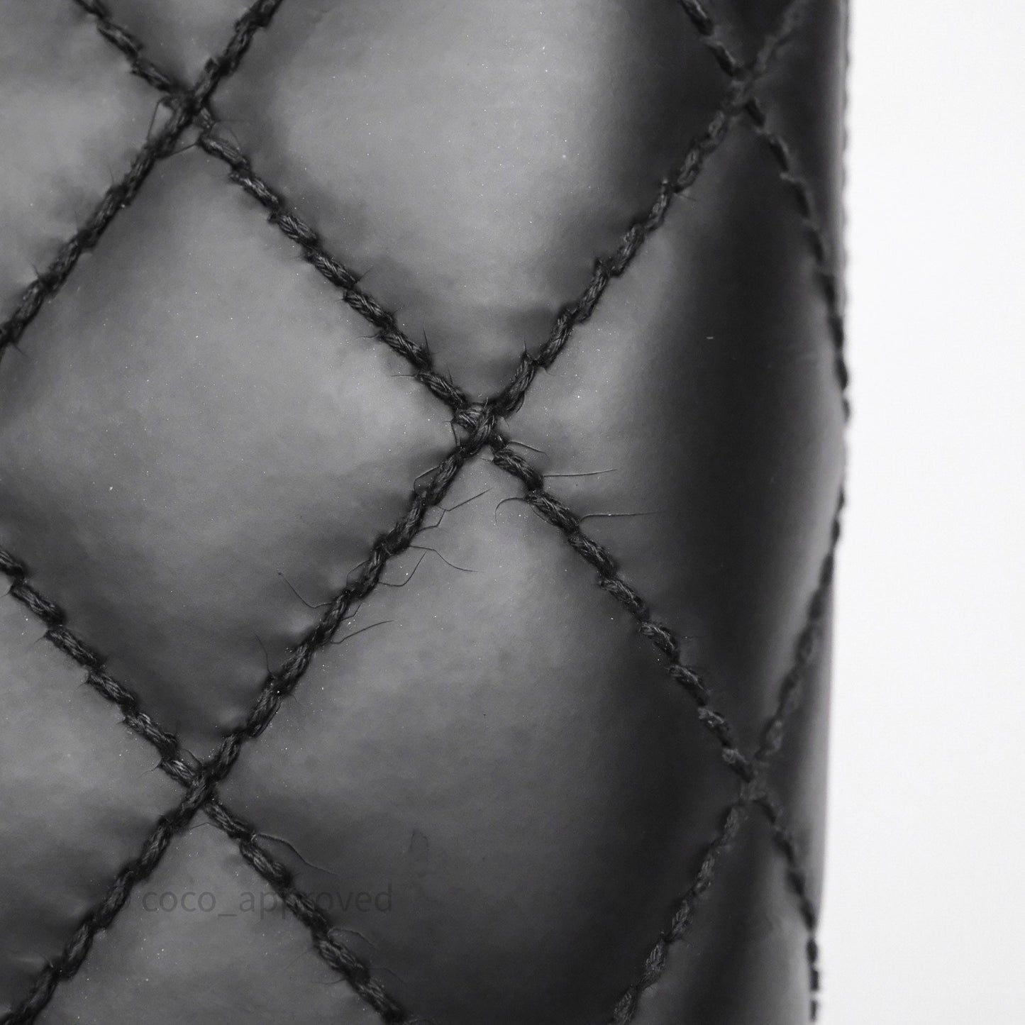 Chanel Vintage Quilted CC Tote Bag Matte Black Calfskin Gold Hardware