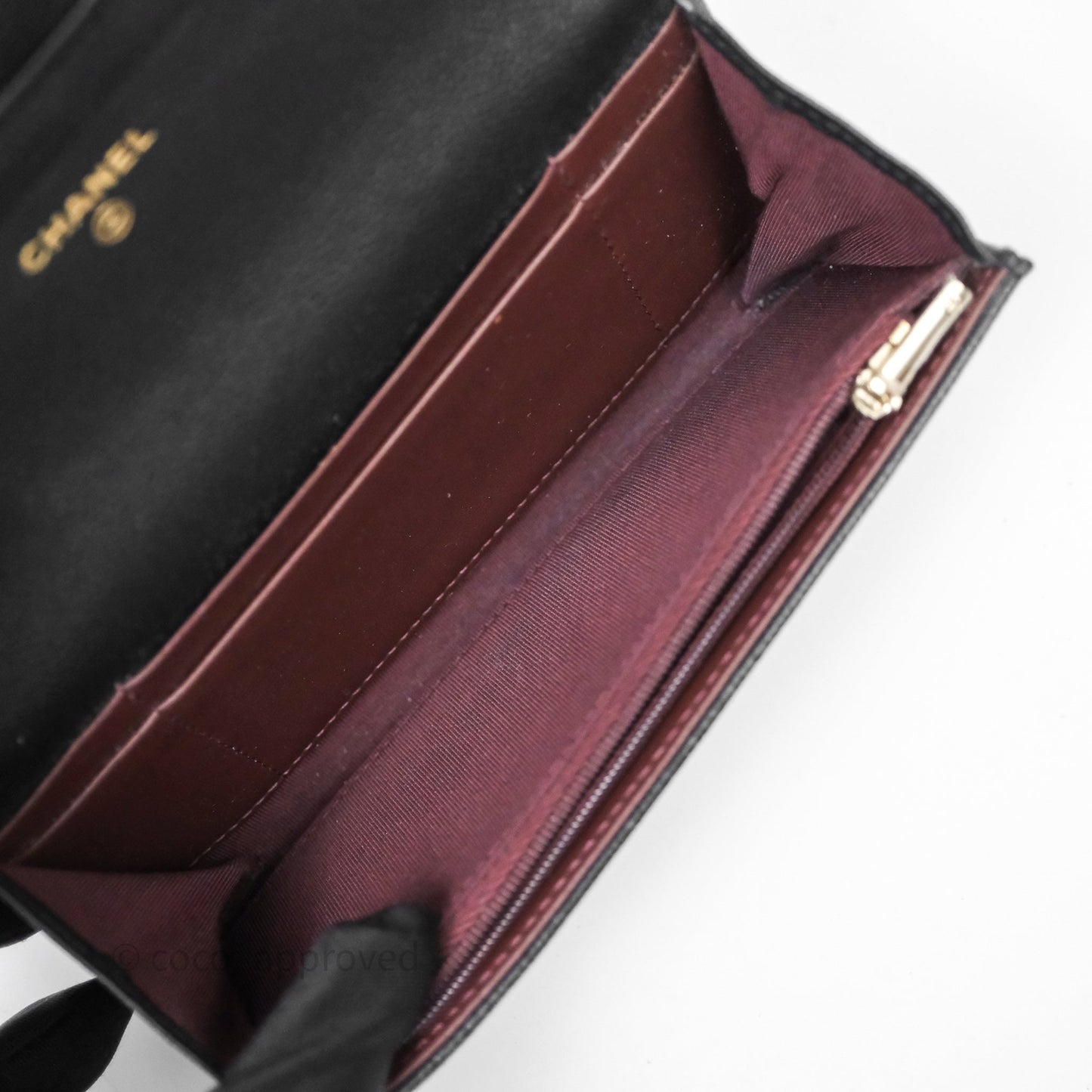 Chanel Classic Quilted Flap Long Wallet Black Caviar Gold Hardware