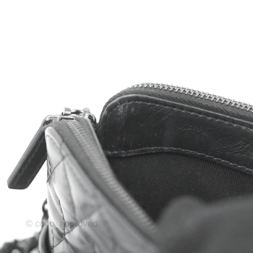 Chanel Gabrielle Clutch With Chain Aged Calfskin So Black