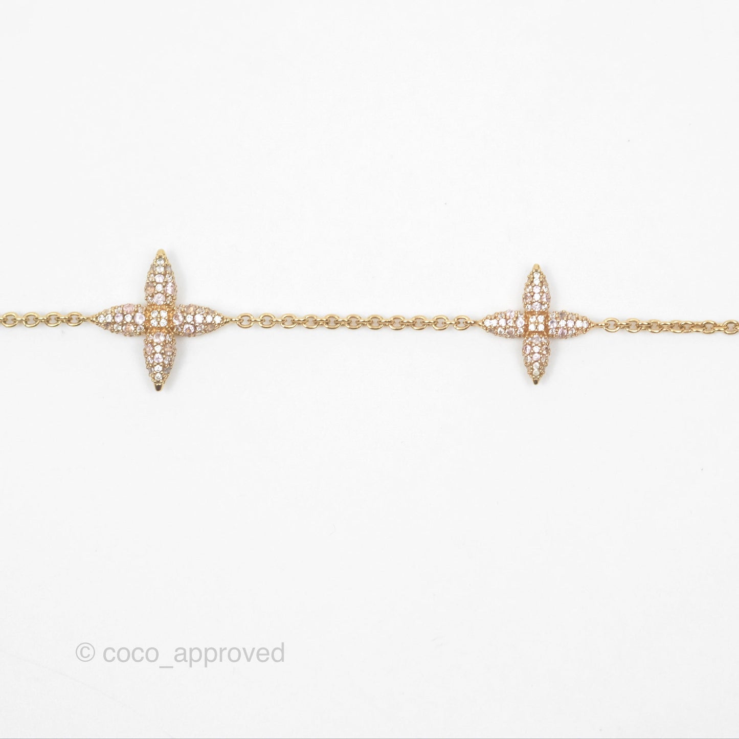 Louis Vuitton Iconic Tresor Necklace White/Pink Crystals Gold Tone