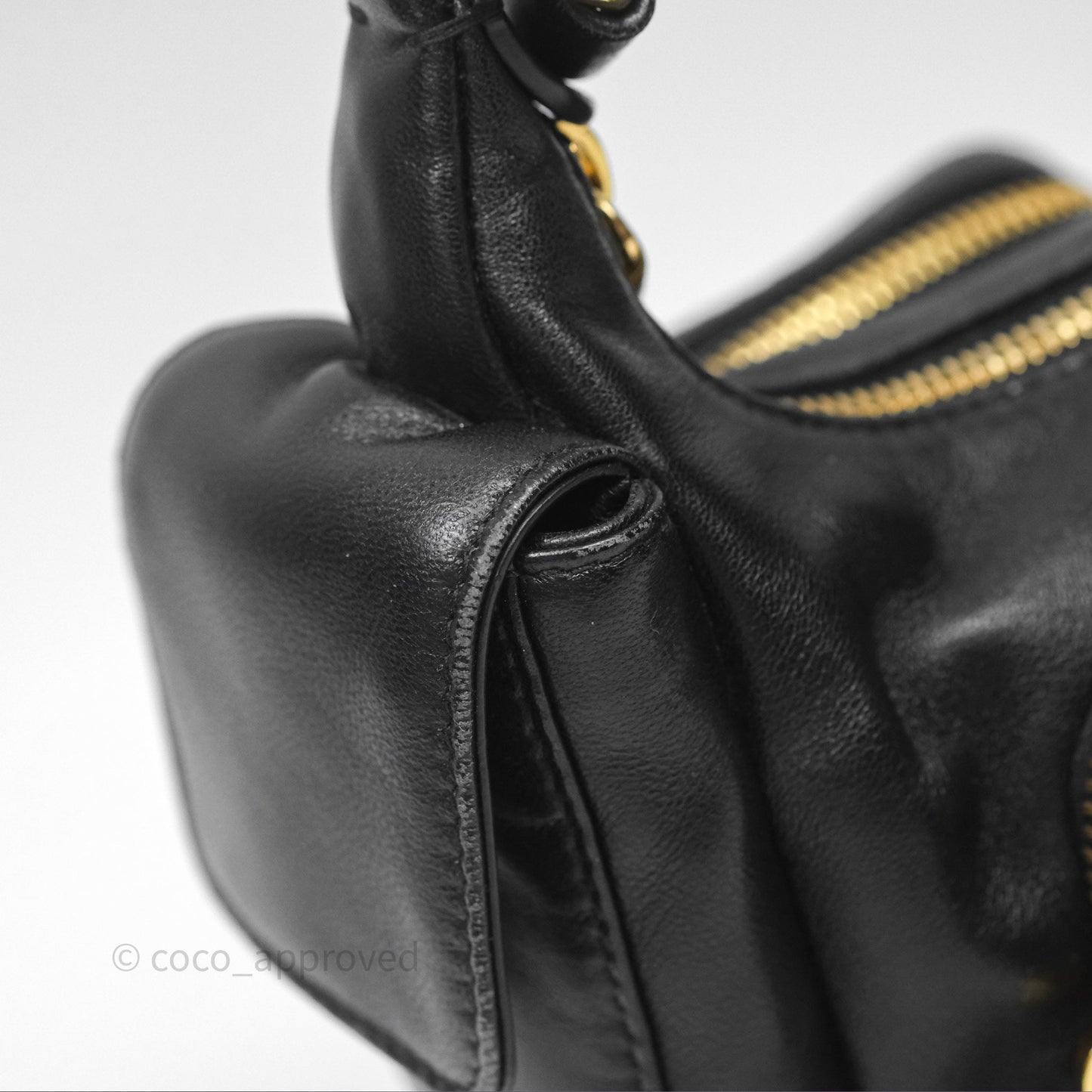 Miu Miu Nappa Leather Pocket Bag Black Lambskin Gold Hardware