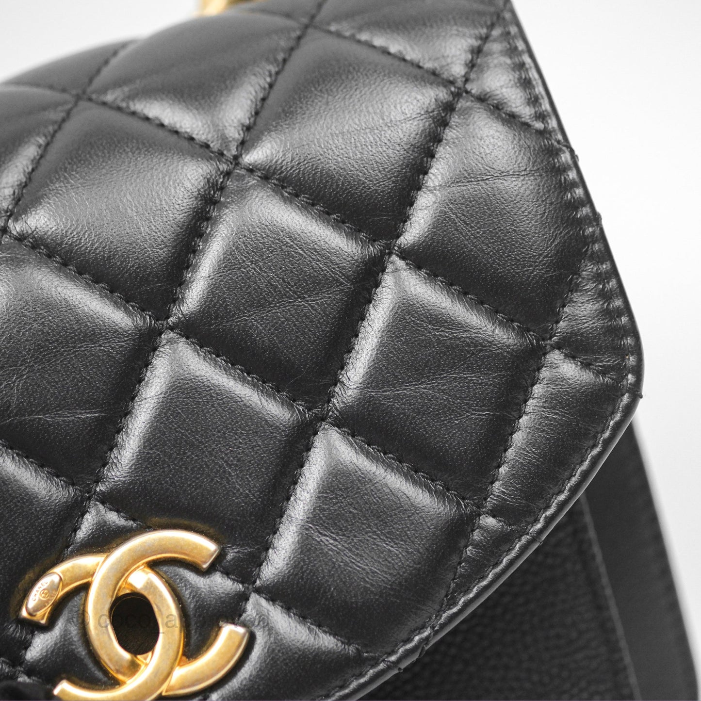 Chanel Chain Handle Small Flap Bag Black Calfskin