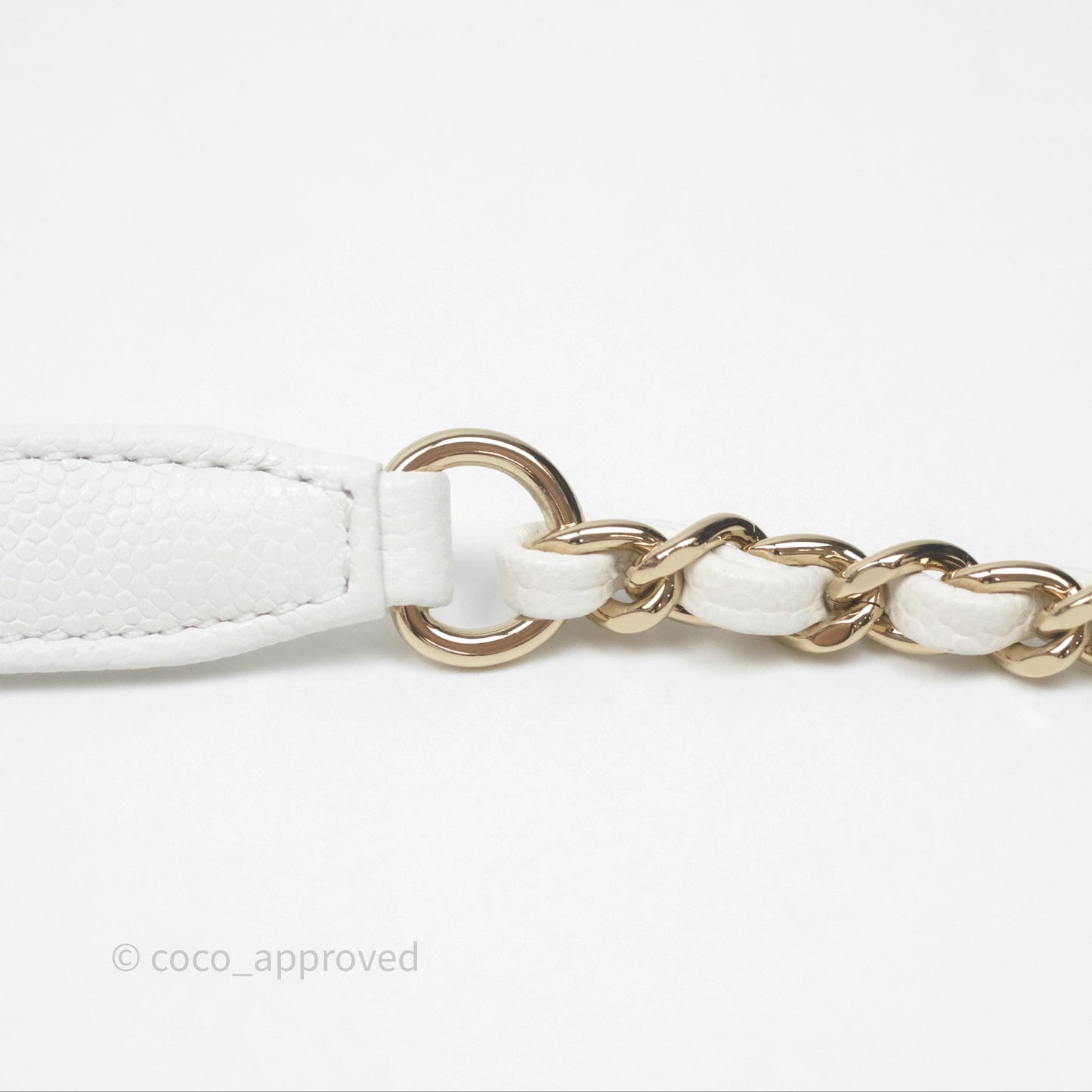 Chanel Small Coco Handle Quilted White Caviar Gold Hardware