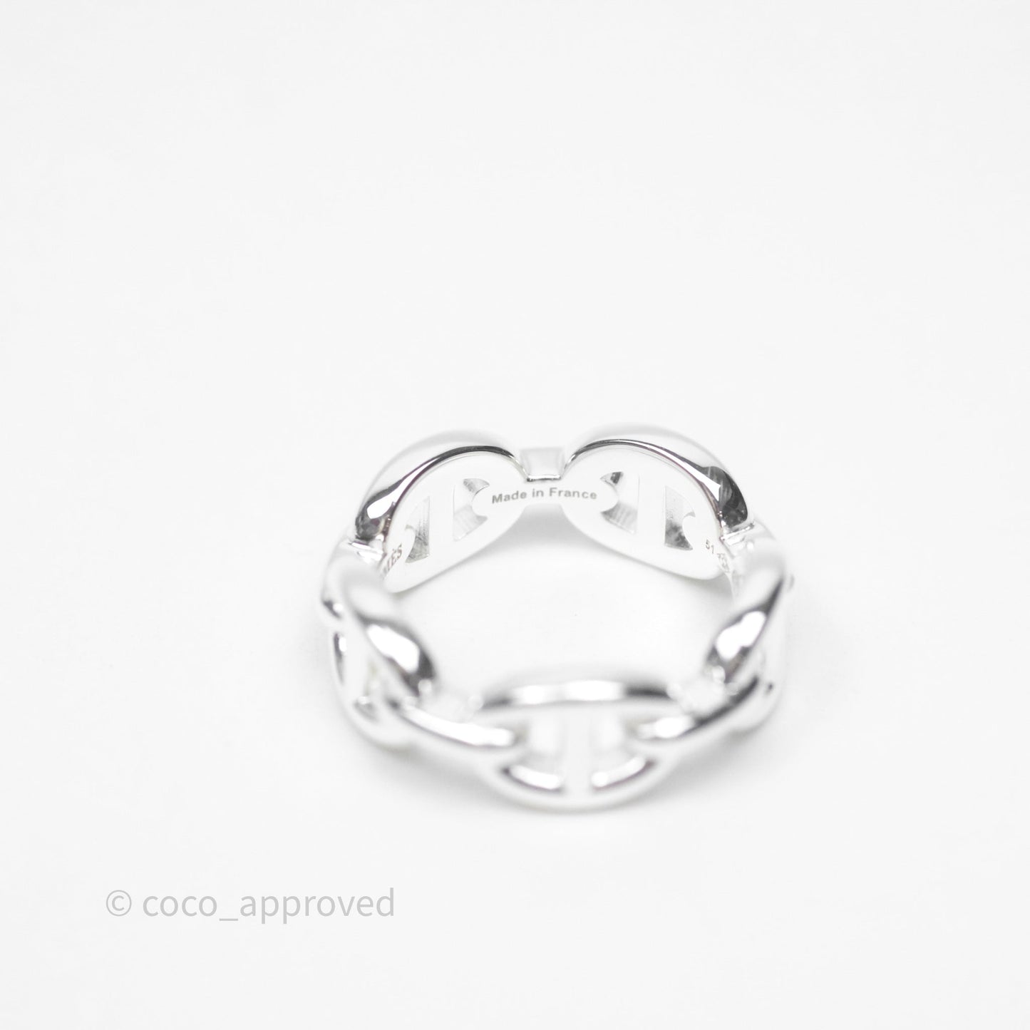 Hermès Sterling Silver PM Chaine d'Ancre Enchainee Band Ring Size 51