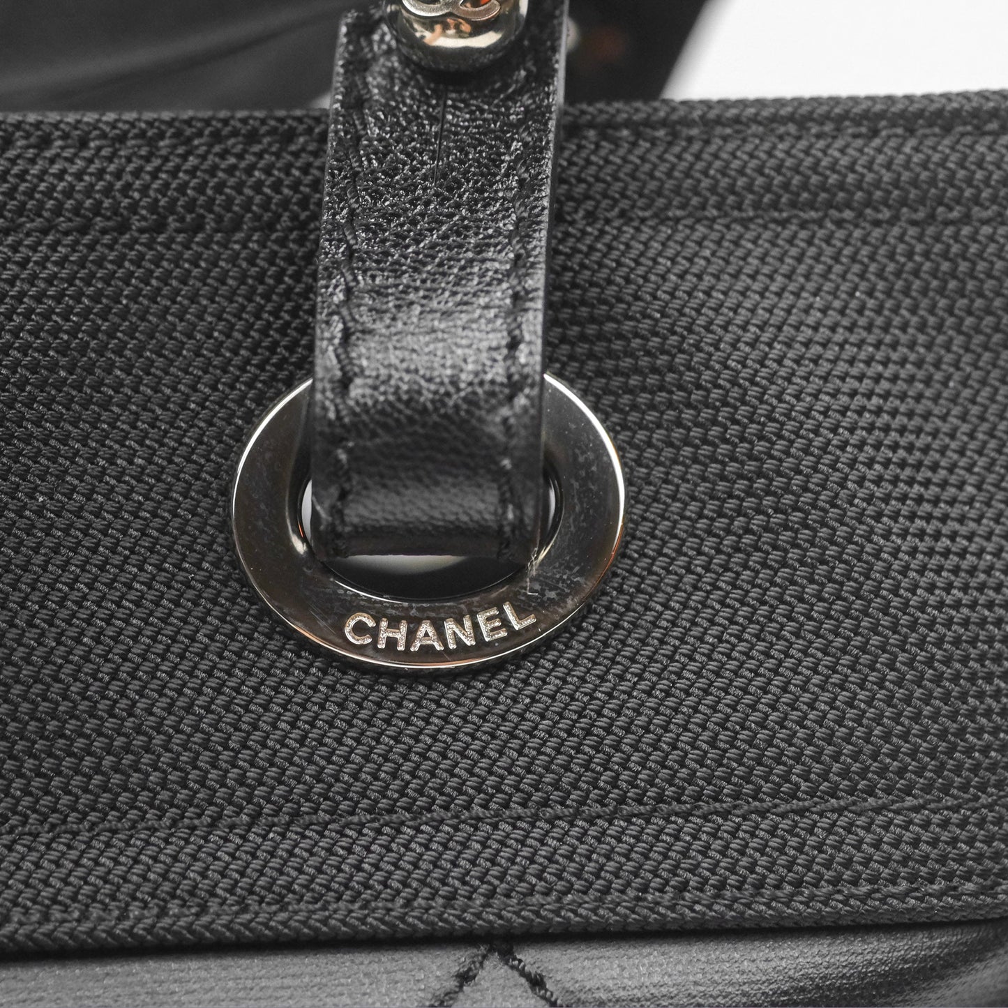 Chanel Quilted Paris Biarritz Tote PM Black Coated Canvas