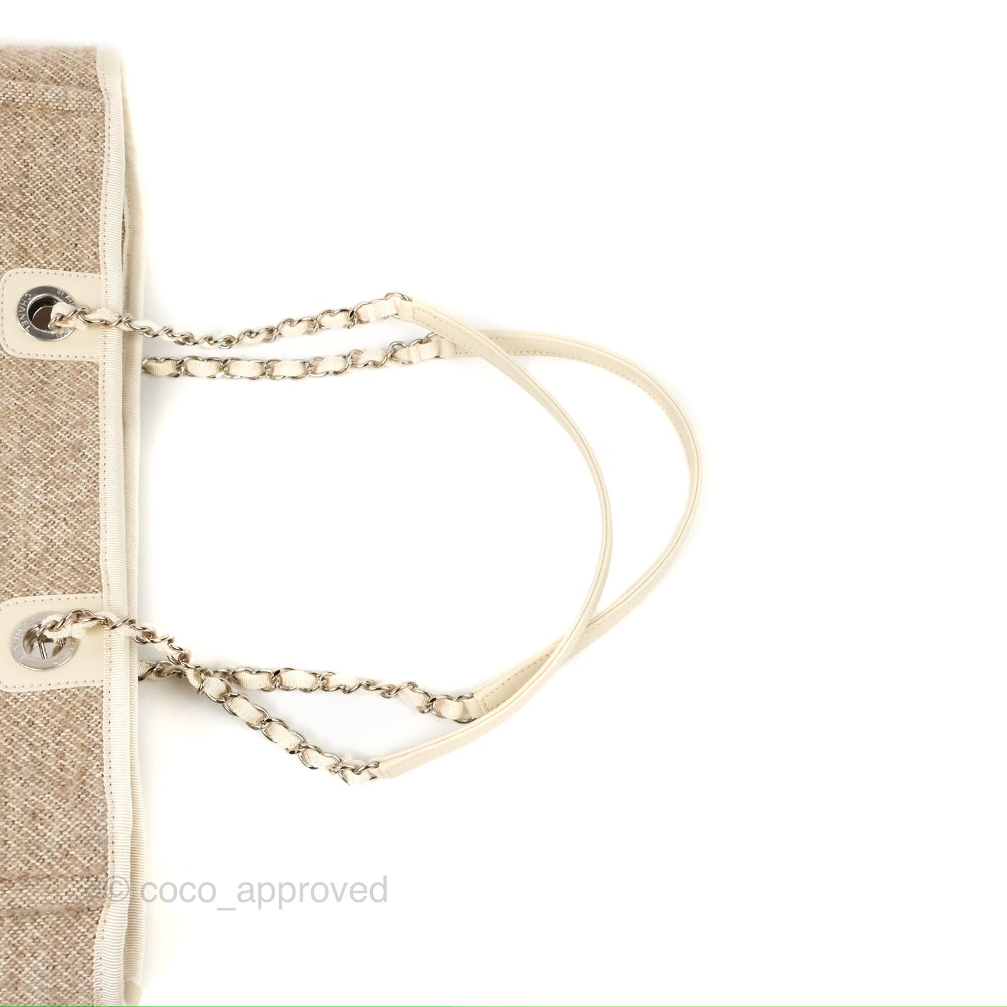 Chanel Medium Deauville Tote Taupe Mixed Fibres Silver Hardware