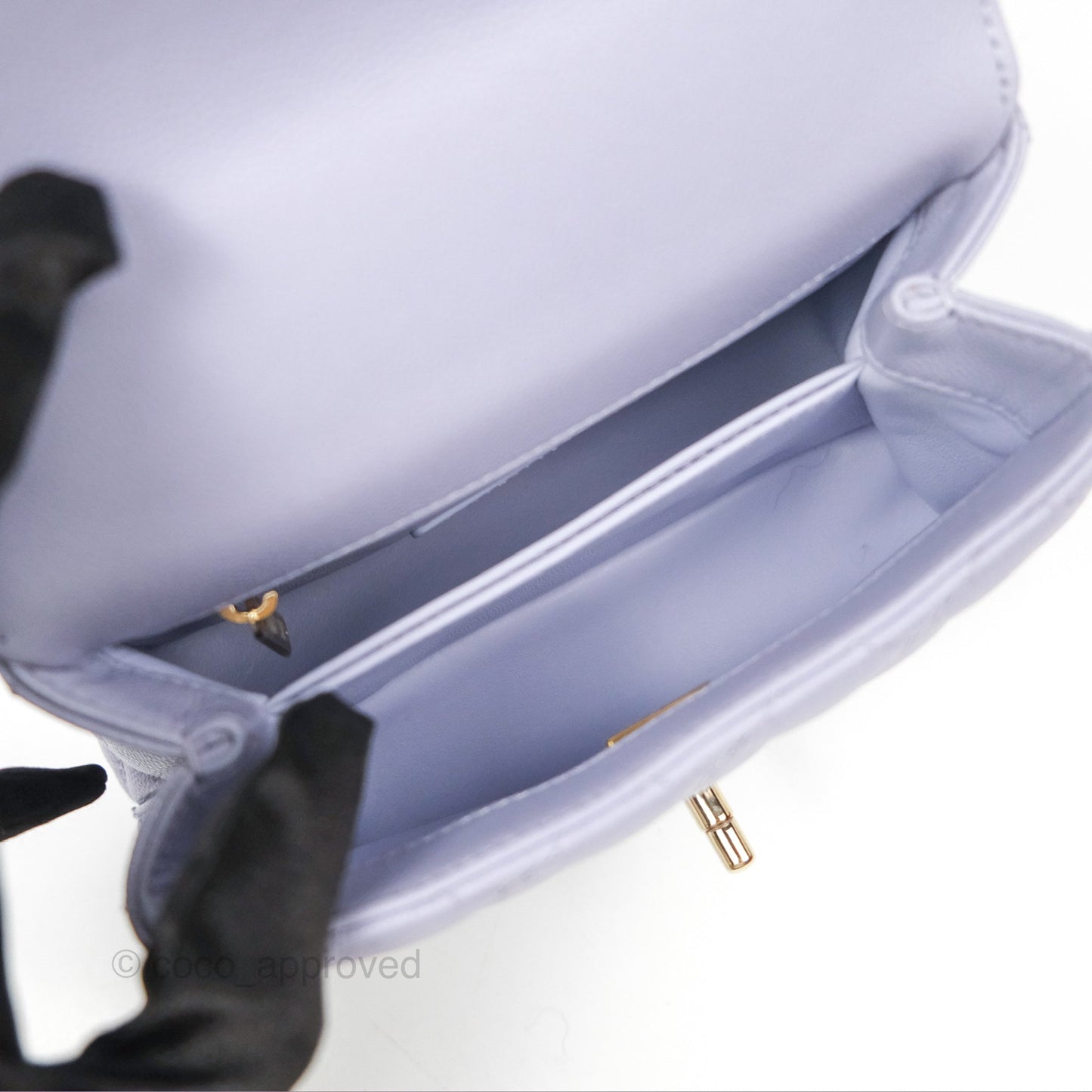 Chanel Mini Coco Handle Lilac Caviar Gold Hardware