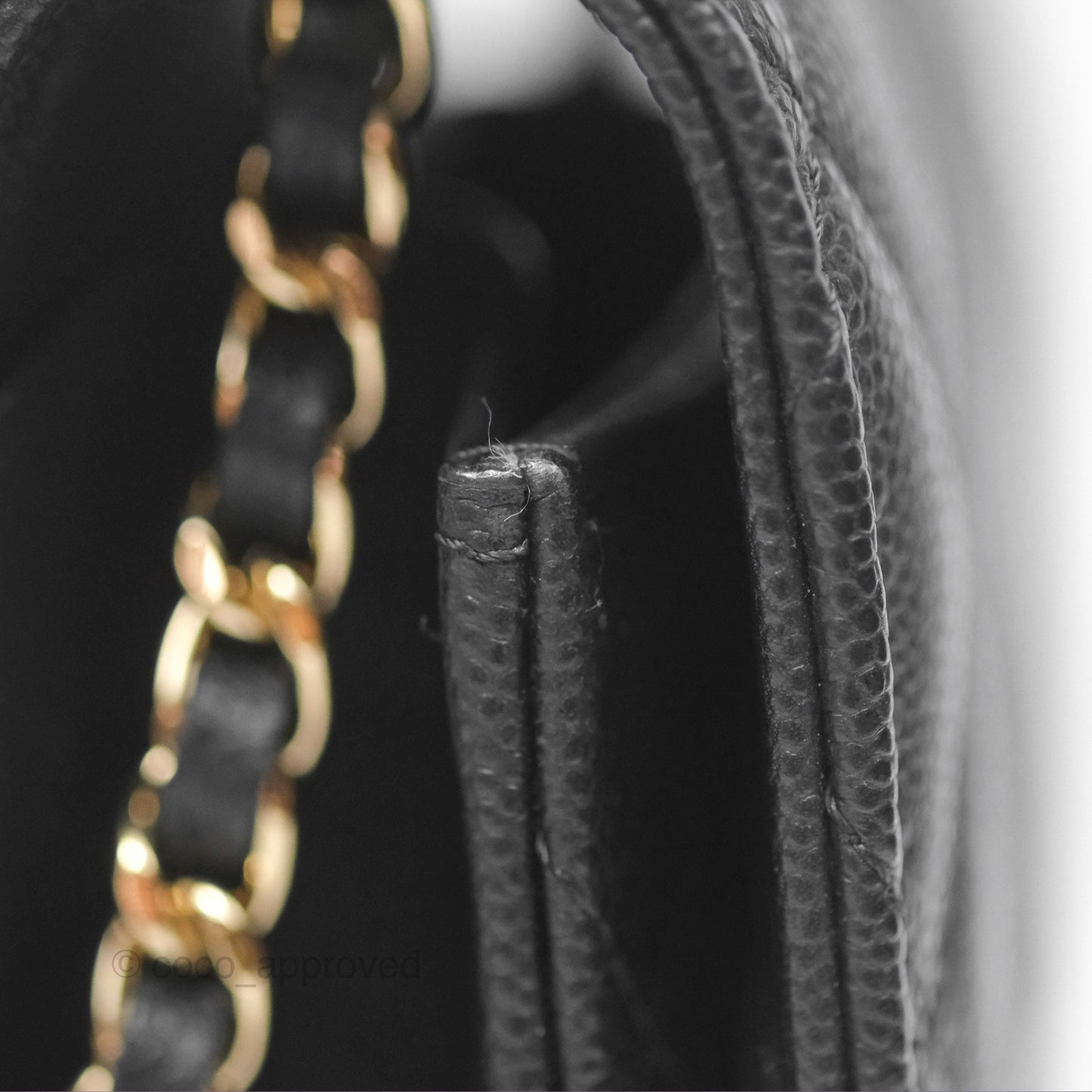 Chanel Classic Quilted Phone Holder Black Caviar Gold Hardware