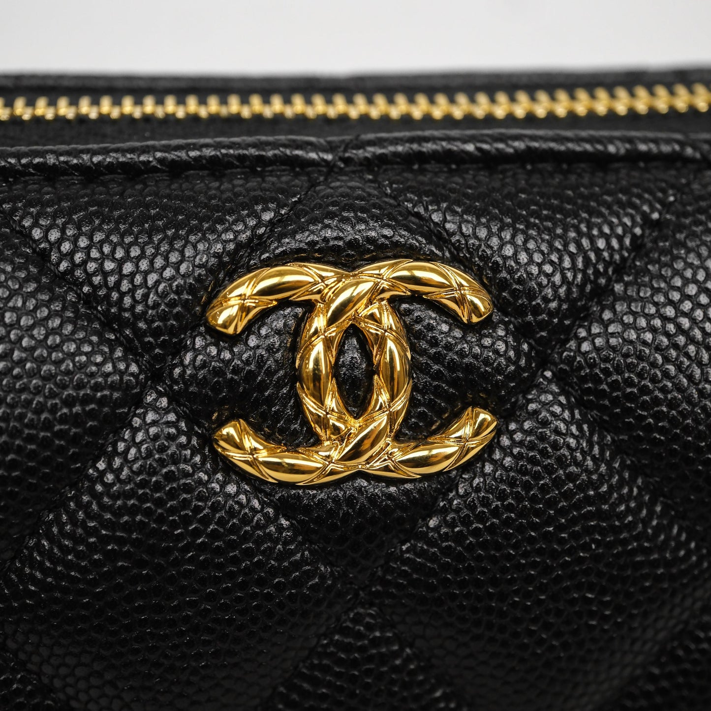 Chanel Clutch on Chain Black Caviar Gold Hardware 25A