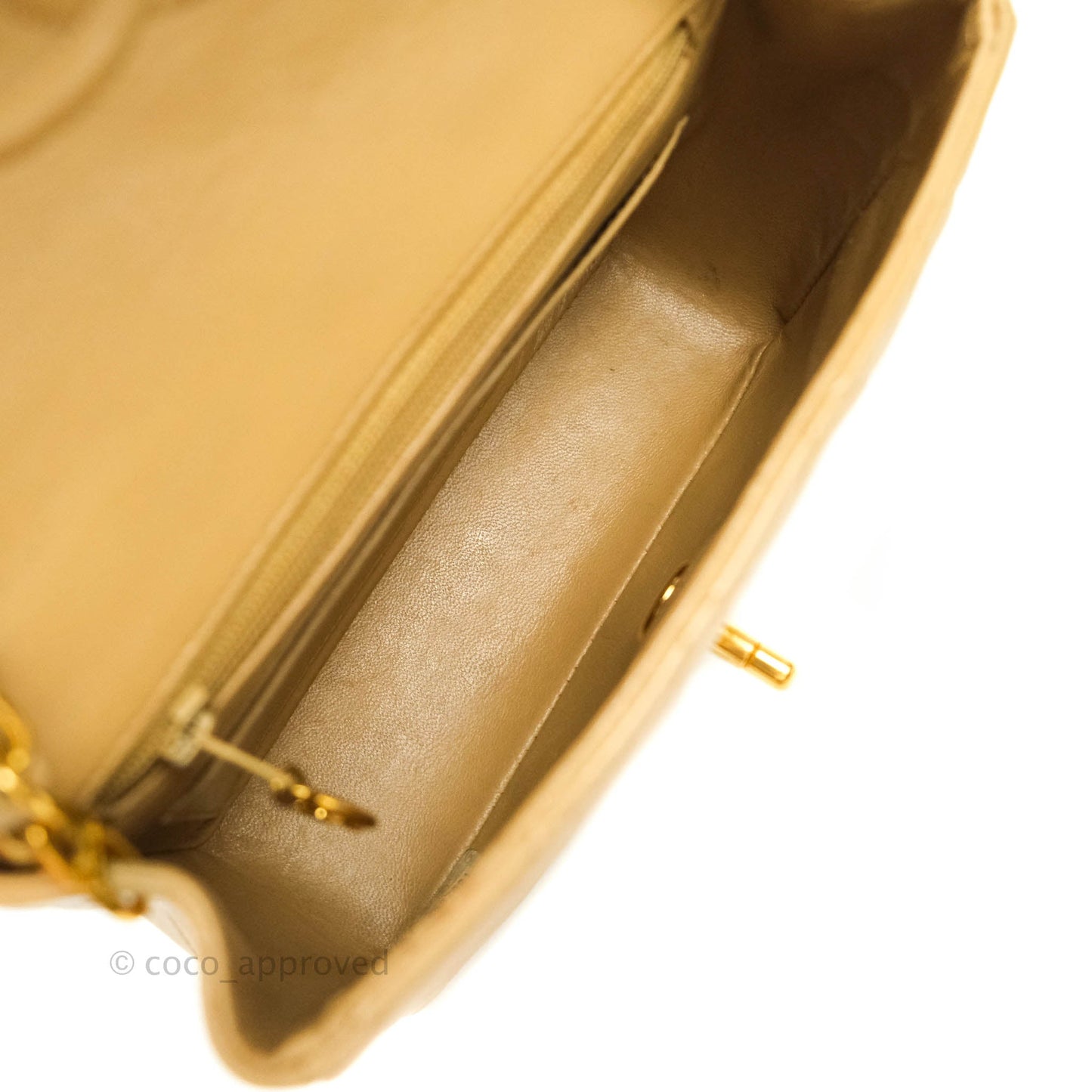 Chanel Mini Square Beige Lambskin 24K Gold Hardware